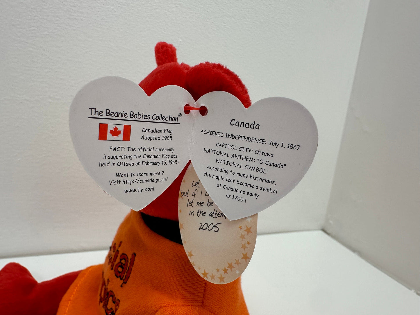 Ty Beanie Baby “Canada” the I Love Canada - Special Olympics Bear - Orange Shirt Version! (8.5 inch)