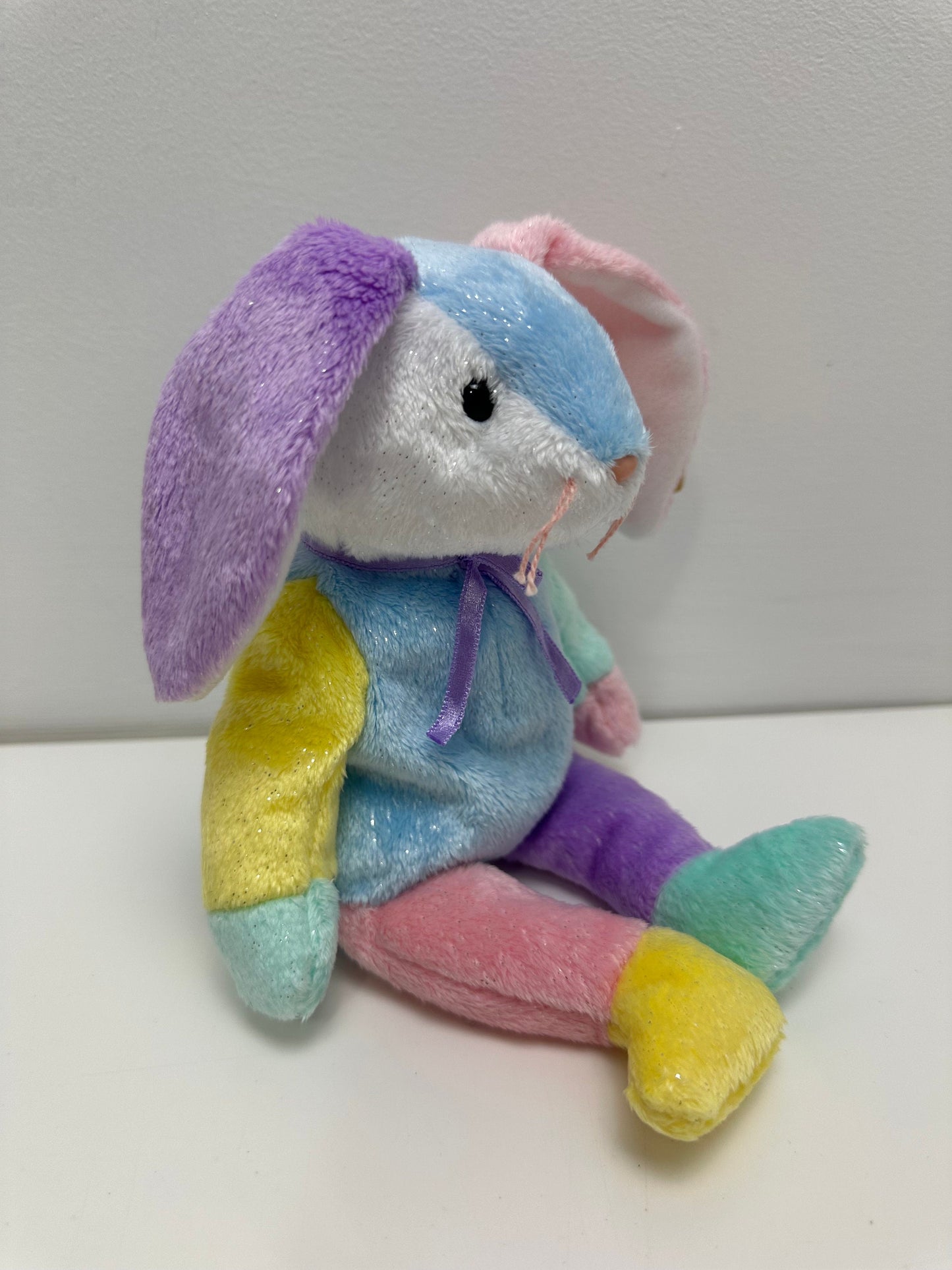 Ty Beanie Baby “Dippy” the Multi-coloured Bunny Rabbit - Blue Belly (8.5 inch)