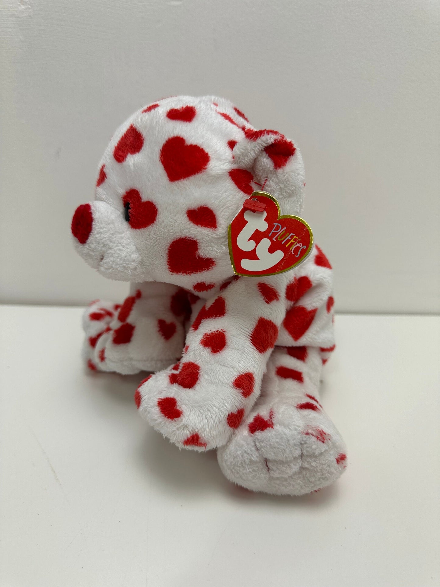 Ty Pluffies Collection “Dreamsy” the White Bear with Red Hearts (8 inch)