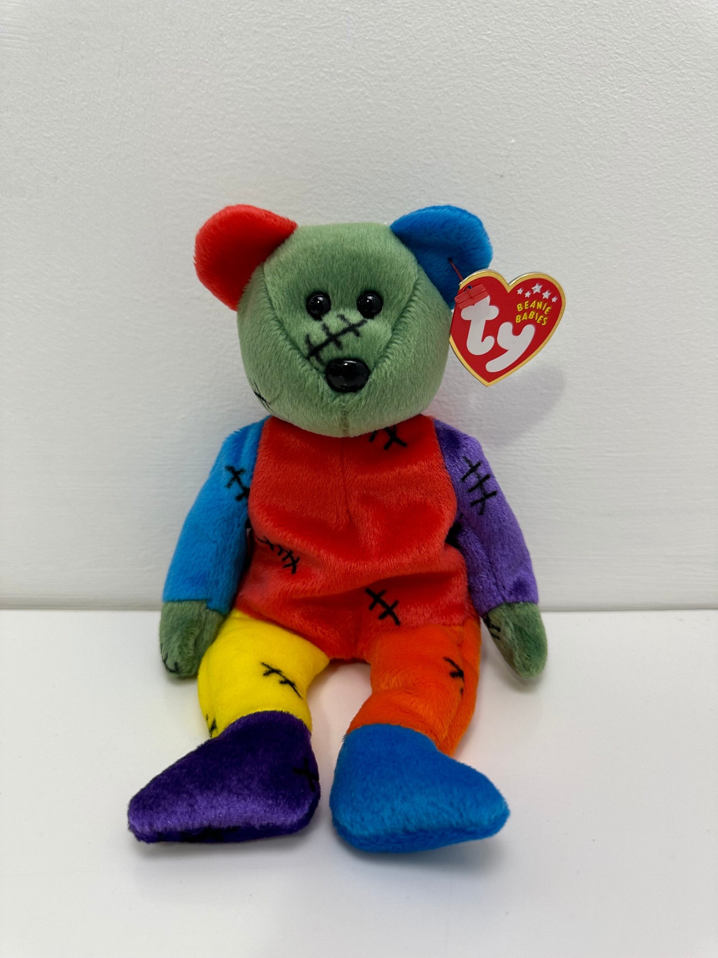 Ty Beanie Baby “Frankenteddy” the Bear - Blue and Purple Feet (8.5 inch)