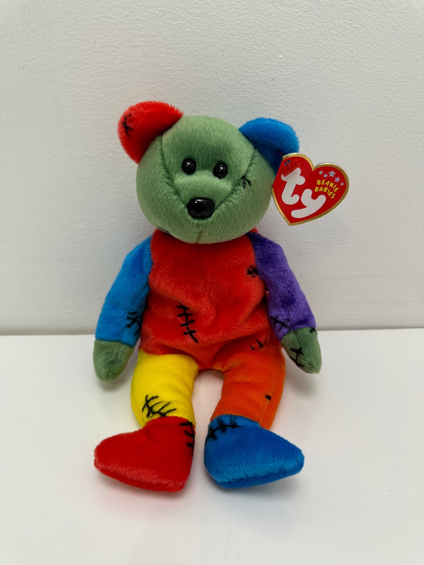 Ty Beanie Baby “Frankenteddy” the Bear - Blue and Red Feet (8.5 inch)