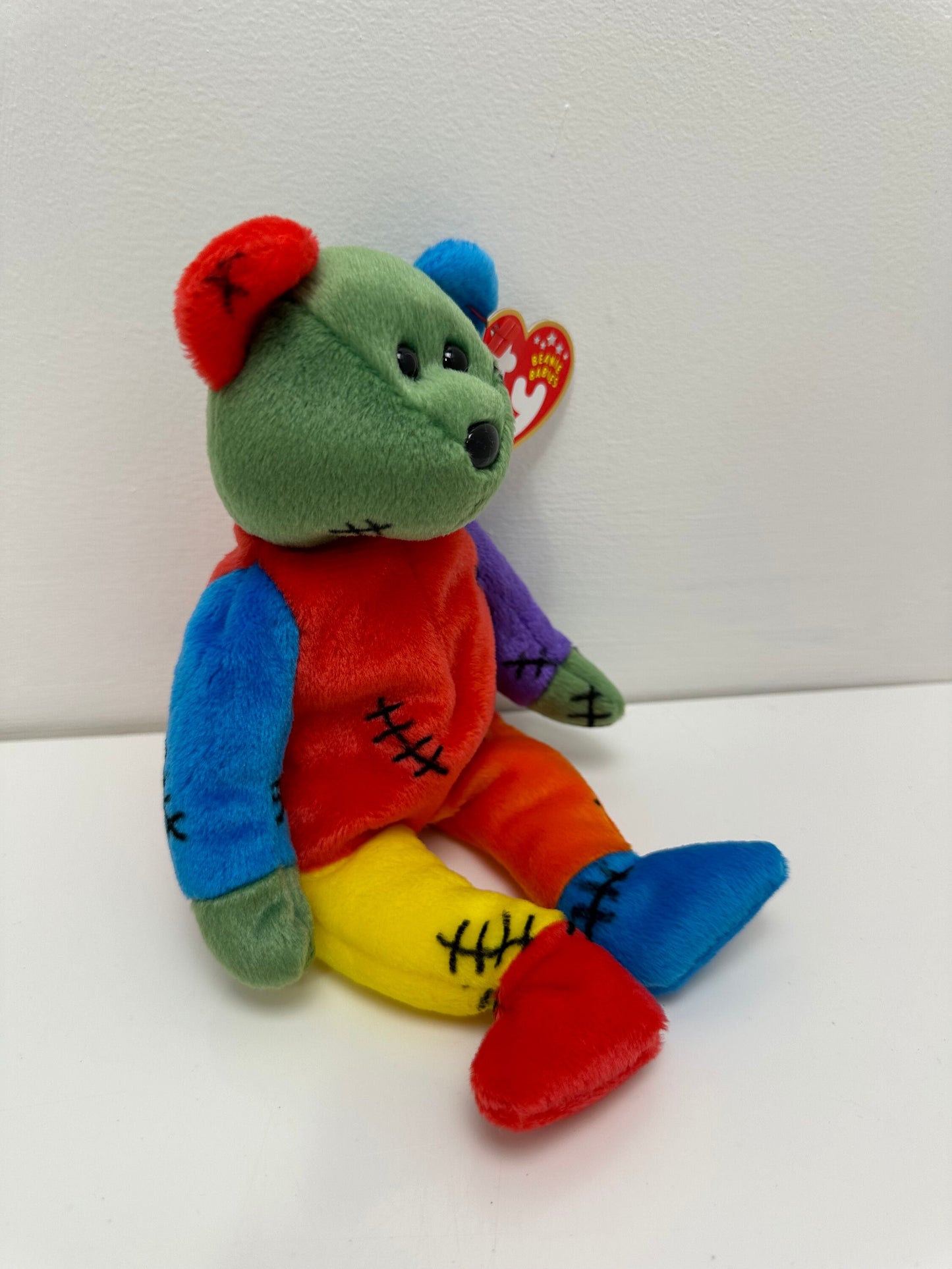 Ty Beanie Baby “Frankenteddy” the Bear - Blue and Red Feet (8.5 inch)