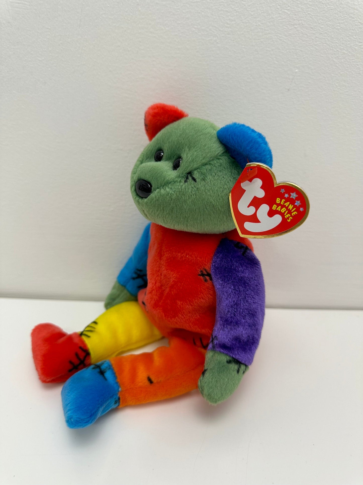 Ty Beanie Baby “Frankenteddy” the Bear - Blue and Red Feet (8.5 inch)