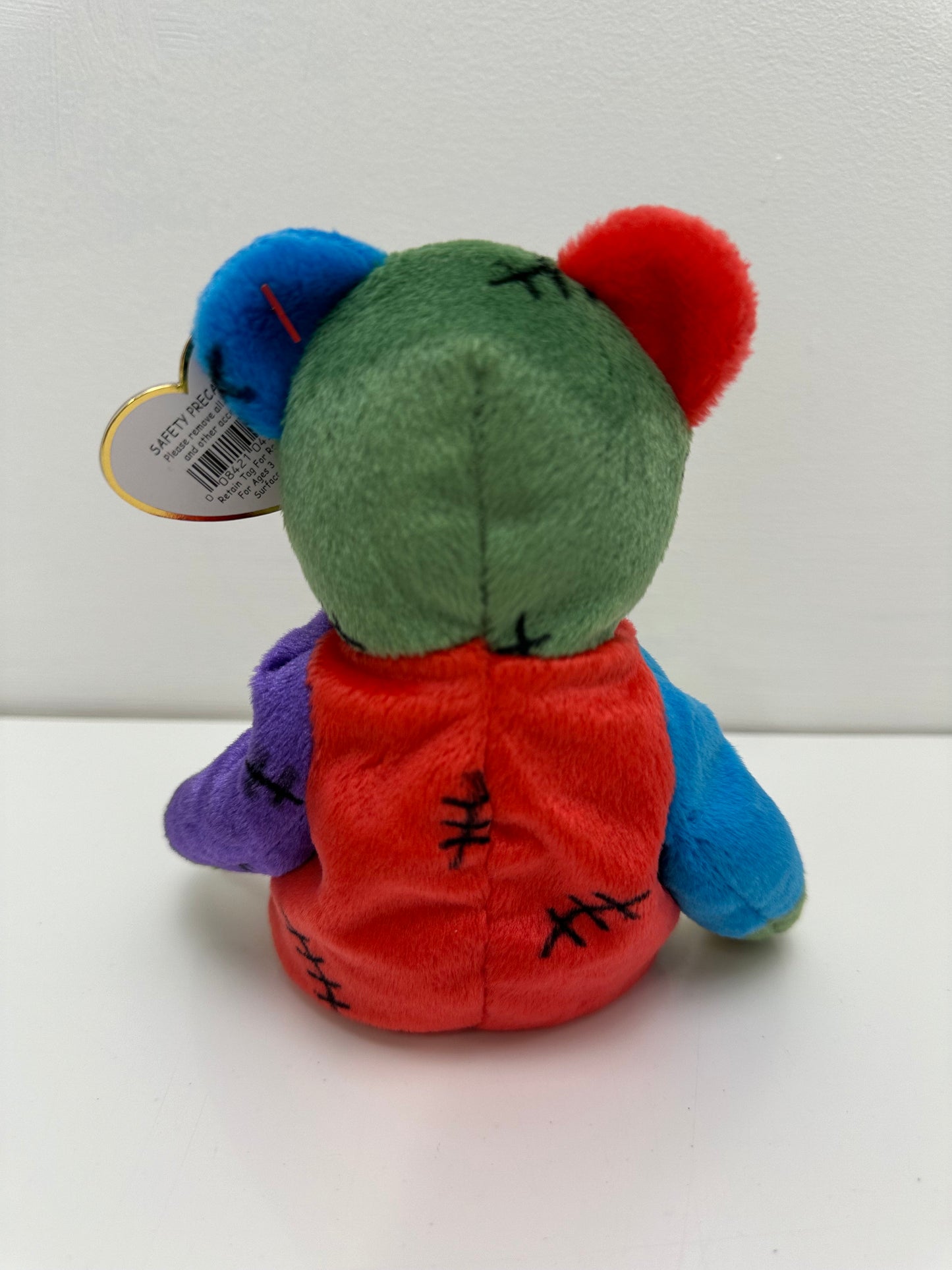 Ty Beanie Baby “Frankenteddy” the Bear - Green and Purple Feet (8.5 inch)