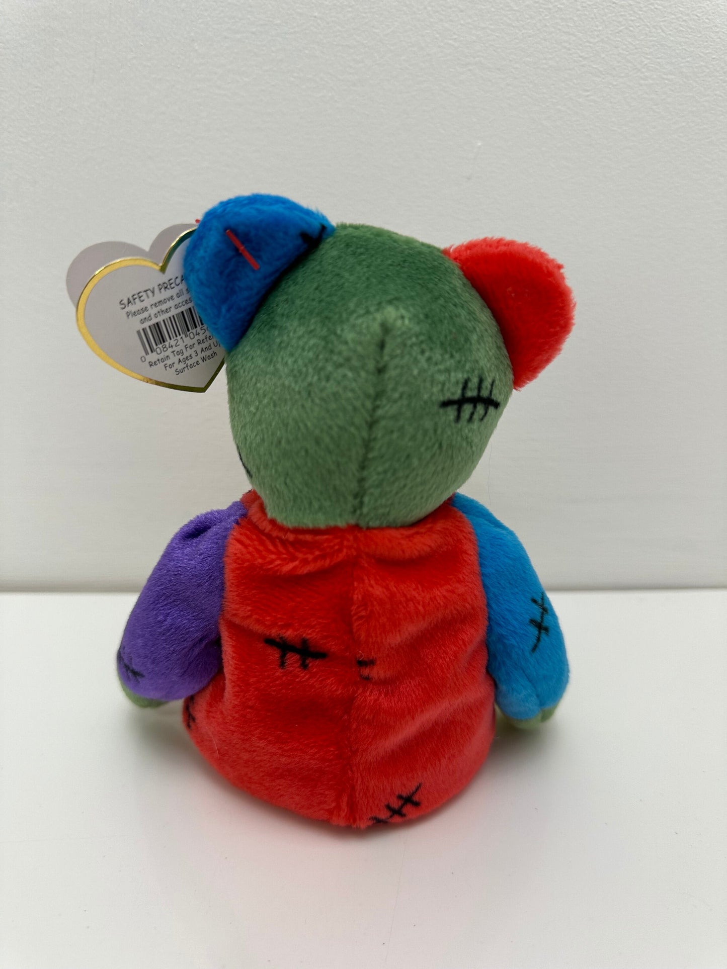 Ty Beanie Baby “Frankenteddy” the Bear - Green and Blue Feet (8.5 inch)