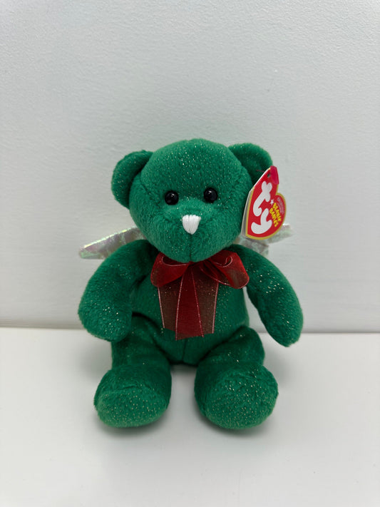 Ty Beanie Baby “Hark” the Angel Bear with iridescent wings - Green Version (6 inch)