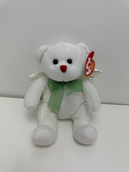 Ty Beanie Baby “Hark” the Angel Bear with iridescent wings - White Version (6 inch)