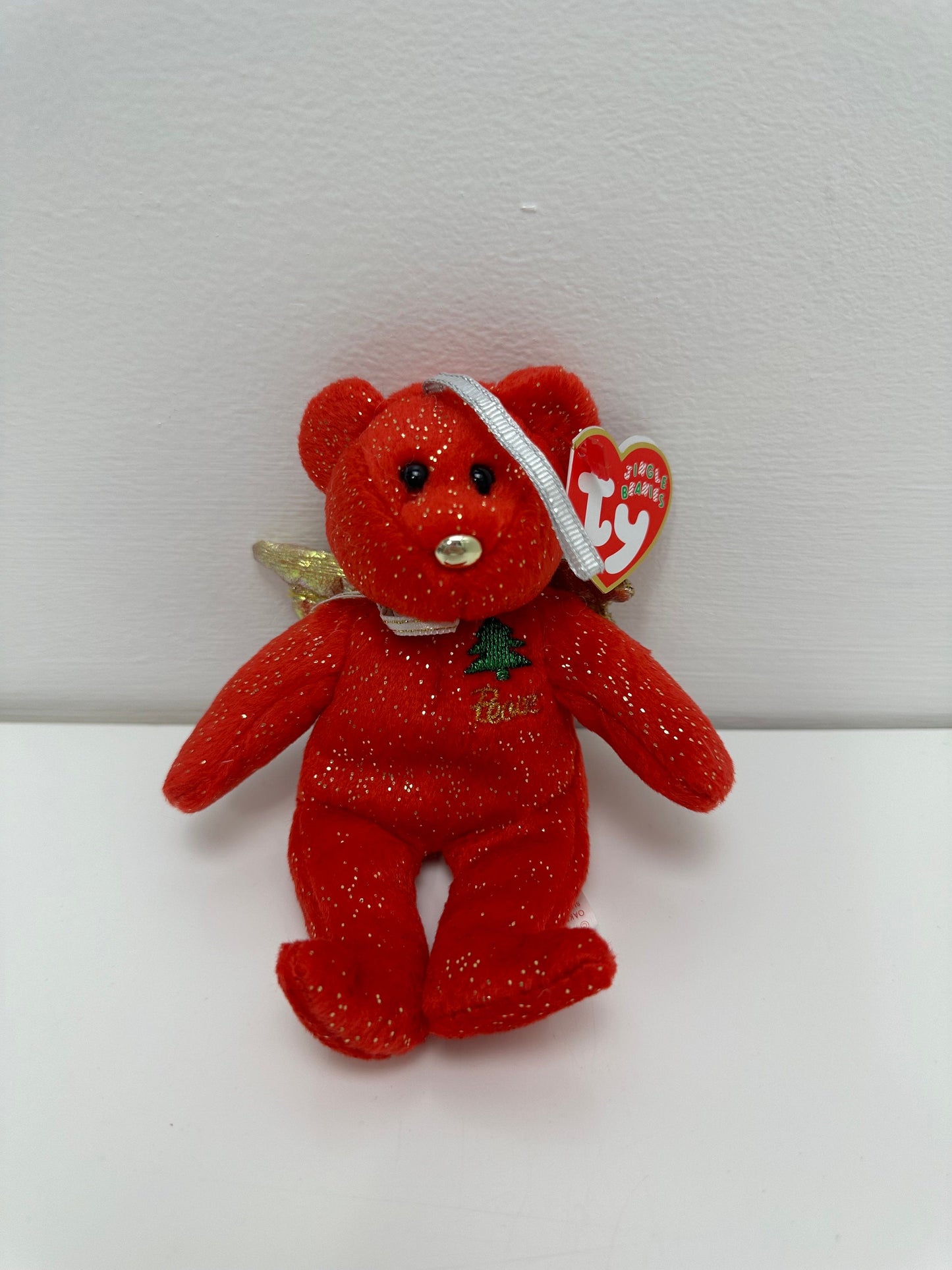 Ty Jingle Beanies “Gift” the Red Christmas Tree Ornament Angel Bears with Wings (4.5 inch)