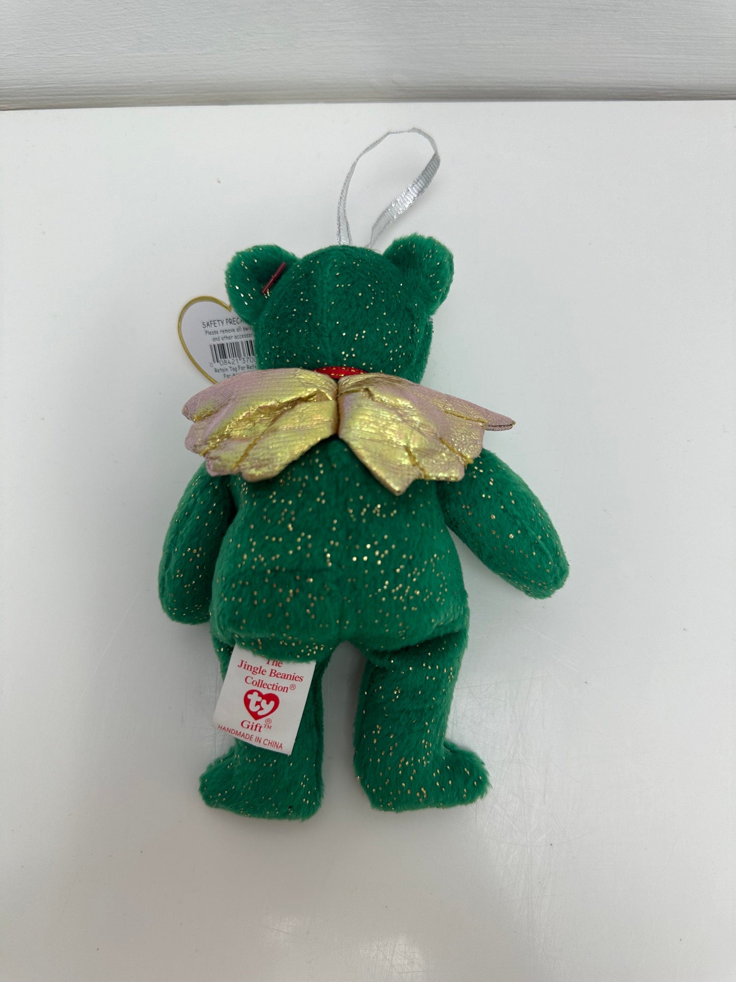 Ty Jingle Beanies “Gift” the Green Christmas Tree Ornament Angel Bears with Wings (4.5 inch)