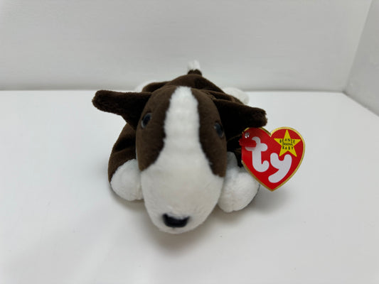 Ty Beanie Baby “Bruno” the Bull Terrier Dog  - Handmade in Indonesia with Canadian Tush (8.5 inch)