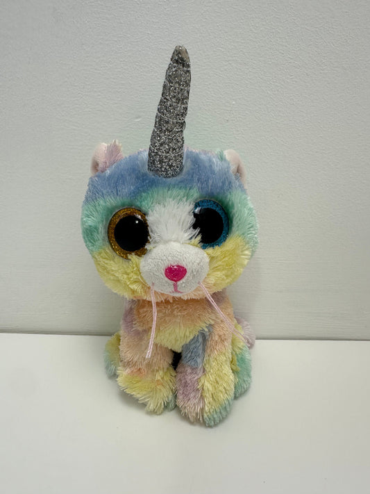 Ty Beanie Boo  “Heather” the colourful Unicat (Unicorn Cat)! No Hang Tag (6 inch)