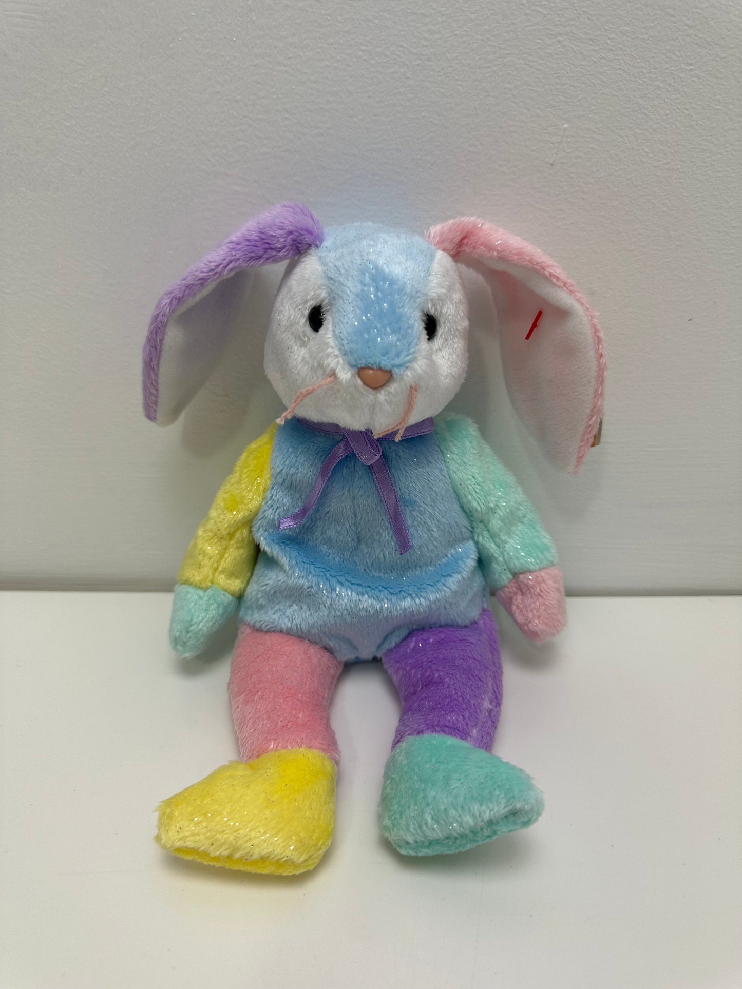 Ty Beanie Baby “Dippy” the Multi-coloured Bunny Rabbit - Blue Belly (8.5 inch)