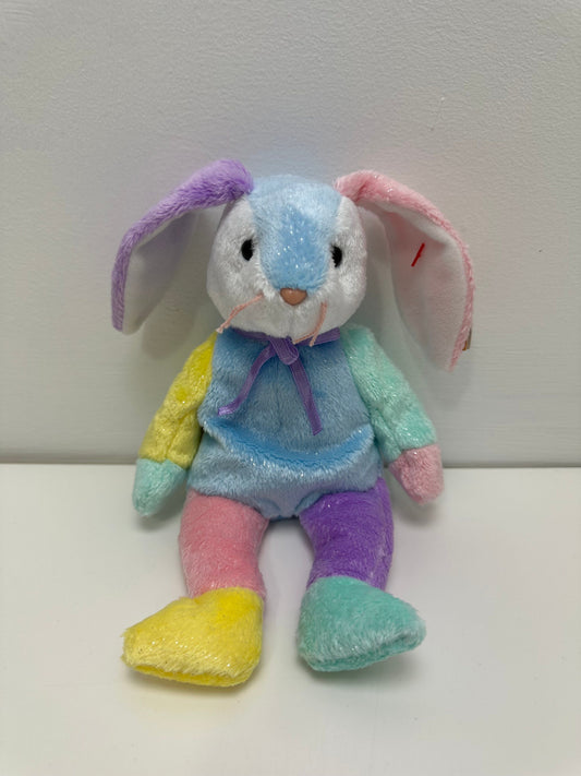 Ty Beanie Baby “Dippy” the Multi-coloured Bunny Rabbit - Blue Belly (8.5 inch)