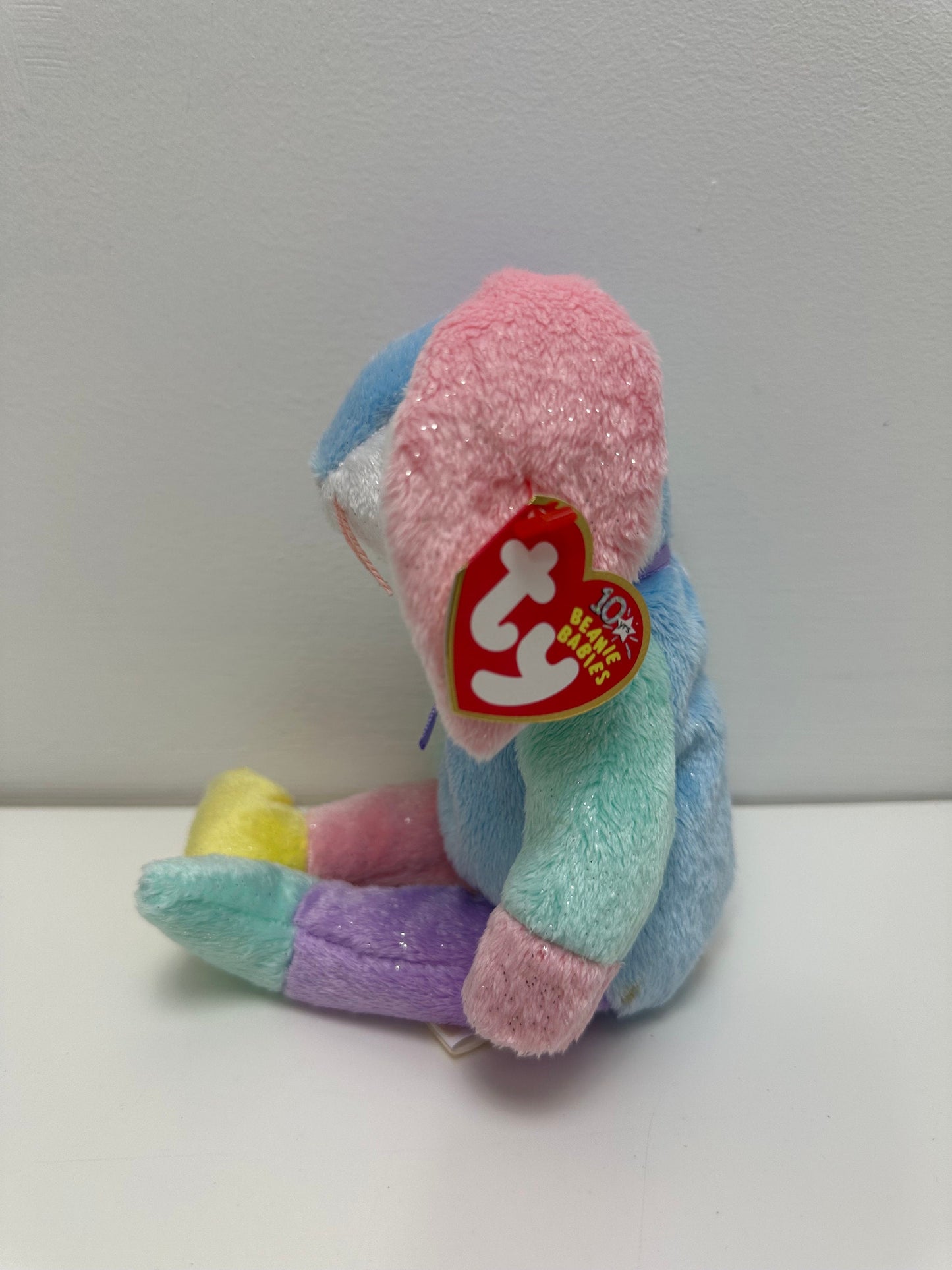 Ty Beanie Baby “Dippy” the Multi-coloured Bunny Rabbit - Blue Belly (8.5 inch)