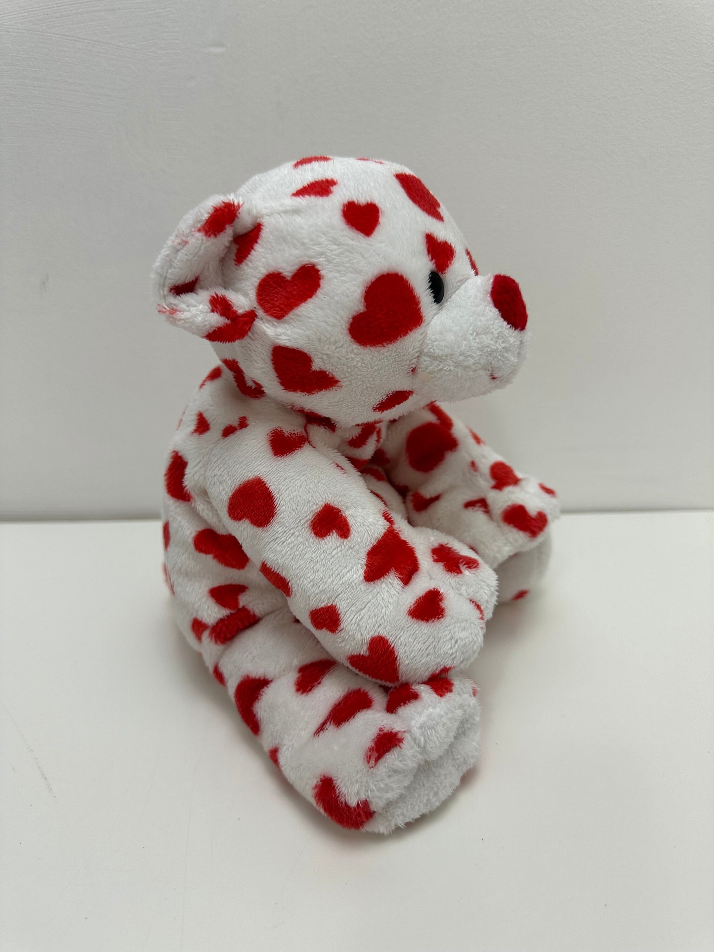 Ty Pluffies Collection “Dreamsy” the White Bear with Red Hearts (8 inch)