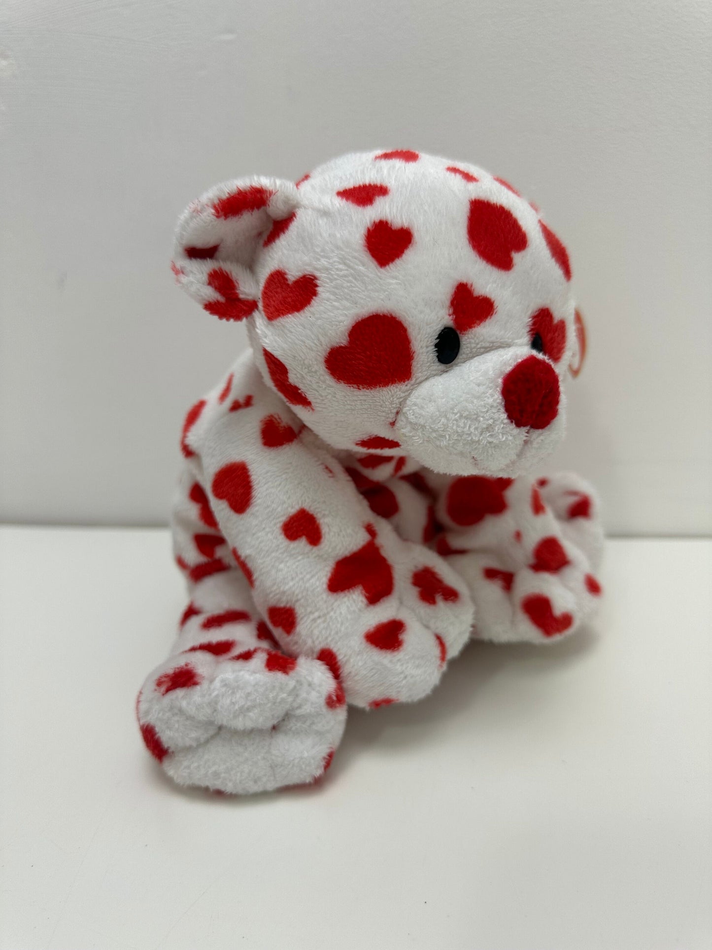 Ty Pluffies Collection “Dreamsy” the White Bear with Red Hearts (8 inch)