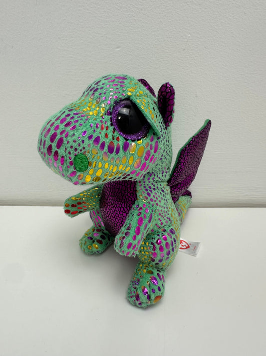 Ty Beanie Boo “Cinder” the Green and Purple Dragon - No Hang Tag (6 inch)