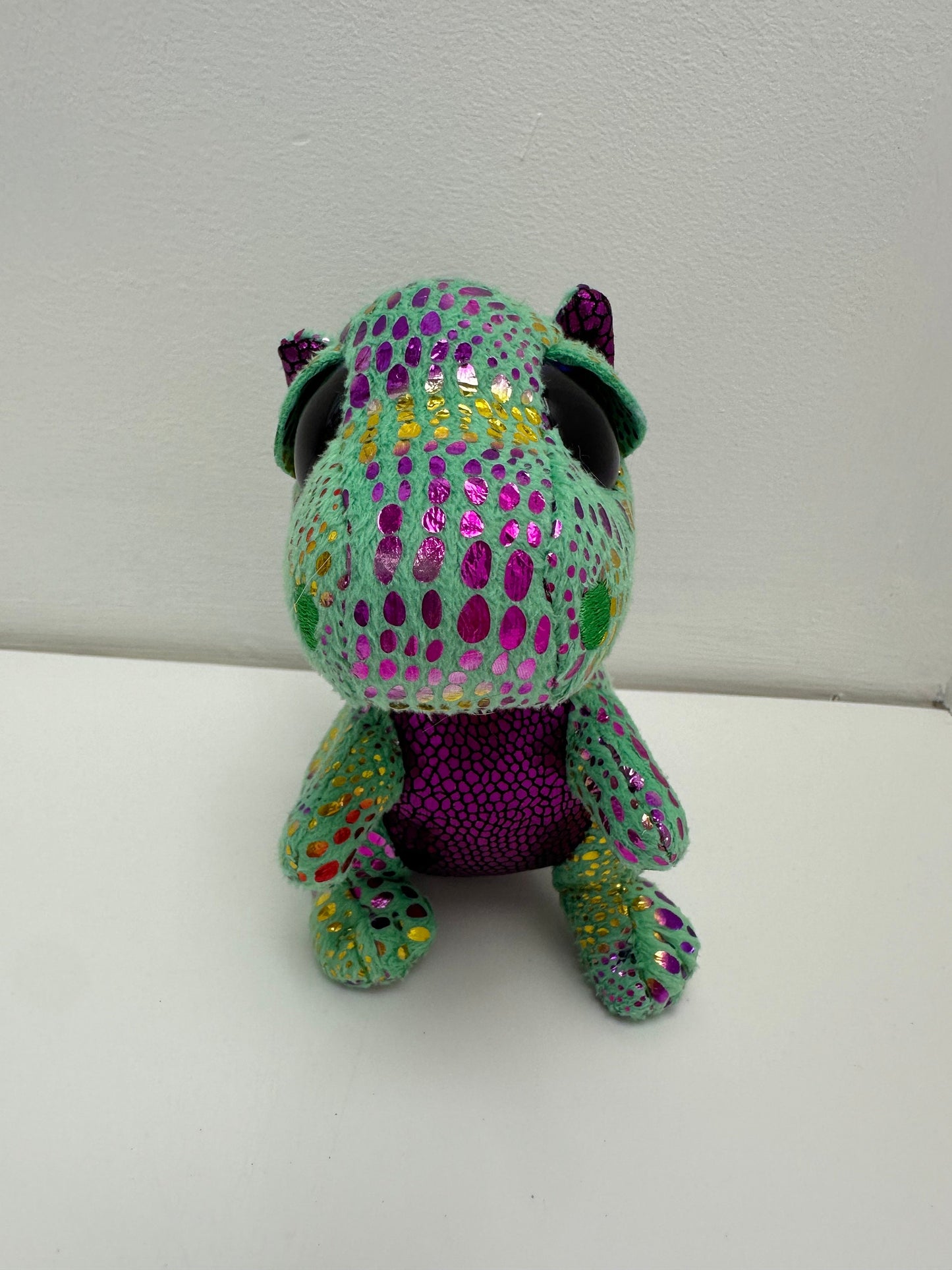 Ty Beanie Boo “Cinder” the Green and Purple Dragon - No Hang Tag (6 inch)