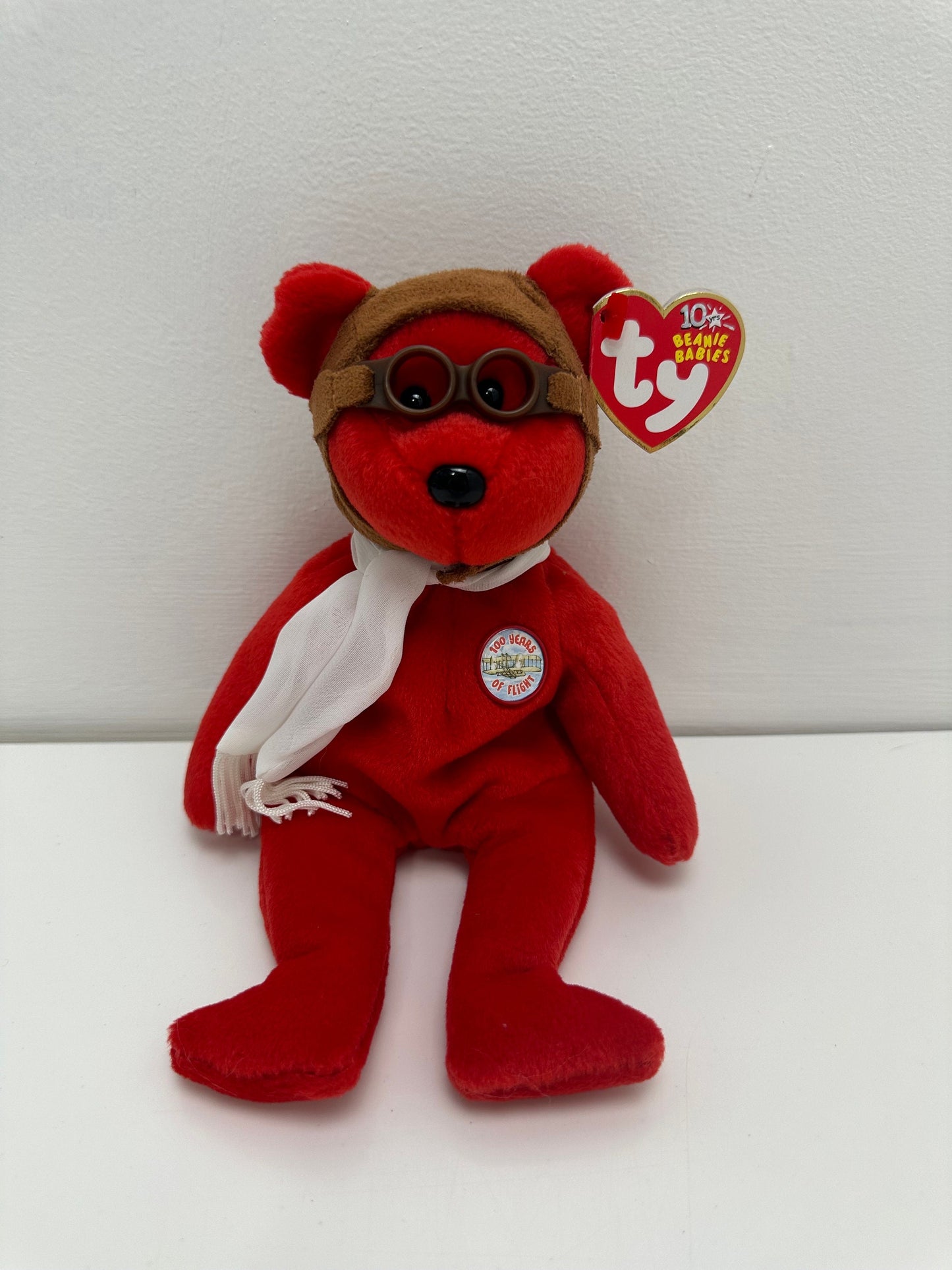 Ty Beanie Baby “Bearon” the Red Bear - 100 years of flight (8.5 inch)