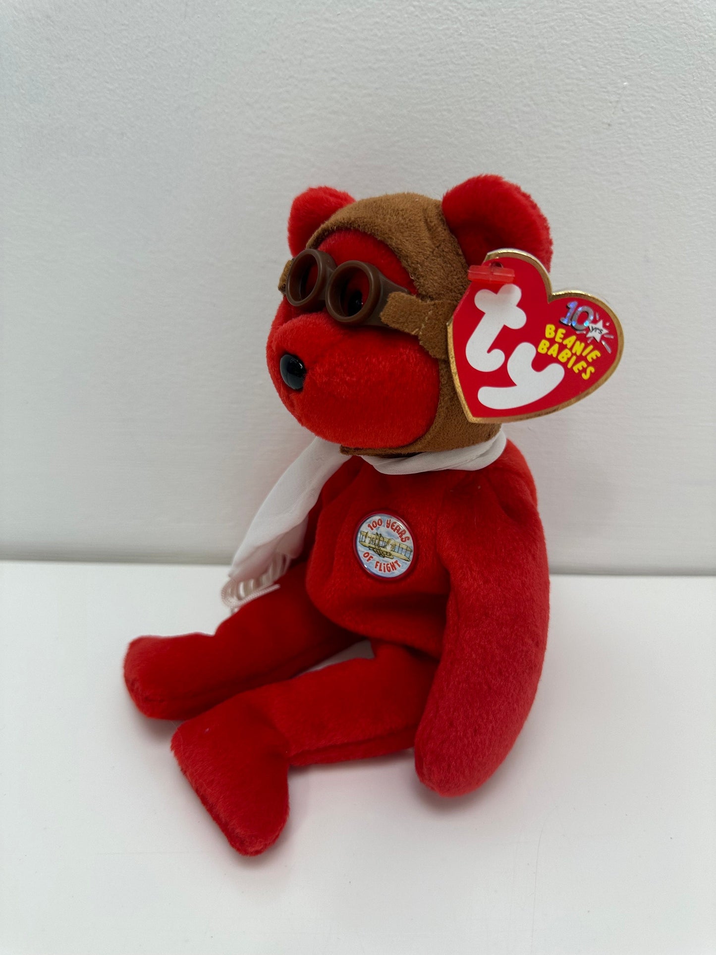 Ty Beanie Baby “Bearon” the Red Bear - 100 years of flight (8.5 inch)