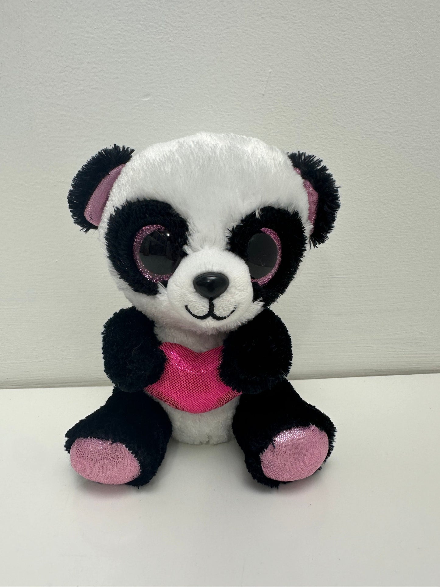 Ty Beanie Boo “Cutie Pie” the Panda Holding Pink Heart - No Hang Tag (6 inch)