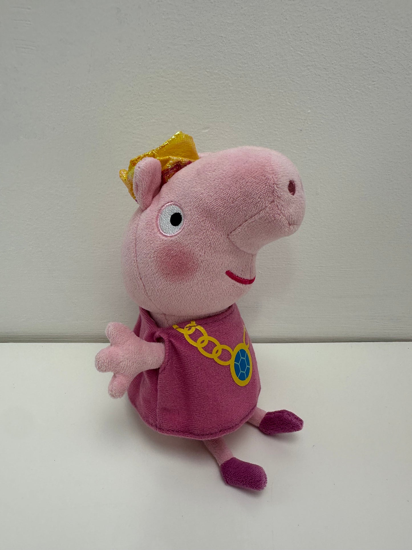 Ty Beanie Baby “Princess Peppa” wearing a crown and holding a wand - From the Children’s TV Show Peppa Pig - No Hang Tag (7 inch)