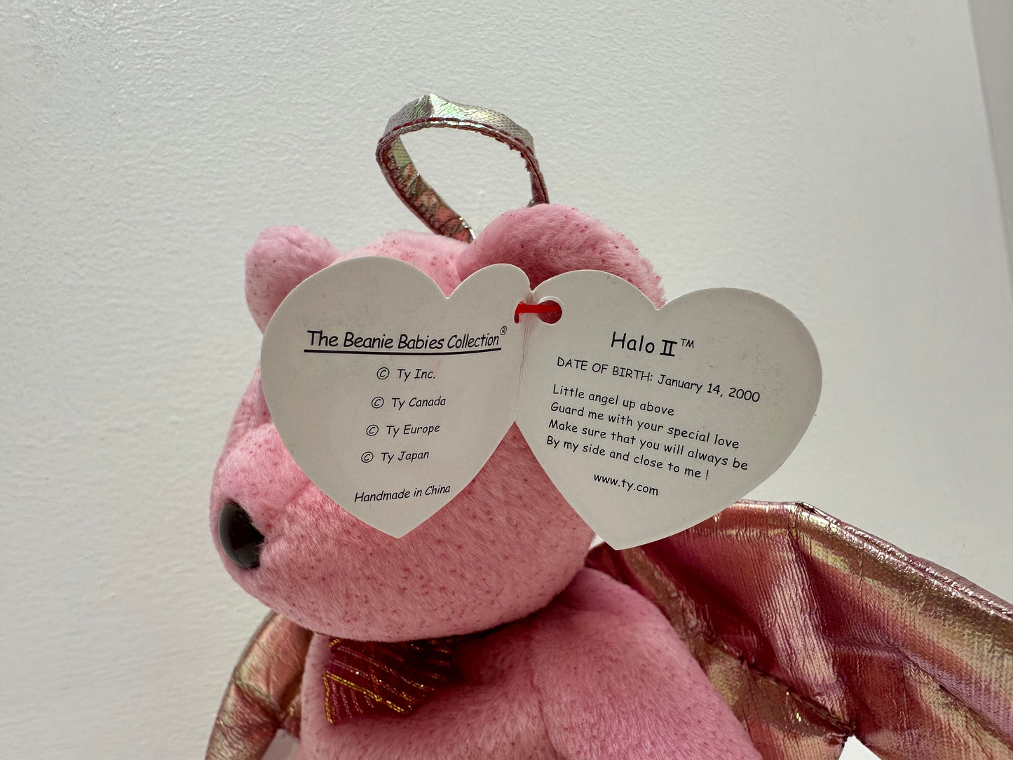 Ty Beanie Baby “Halo 2” the Angel Bear - Hand Dyed PINK! (8.5 inch)