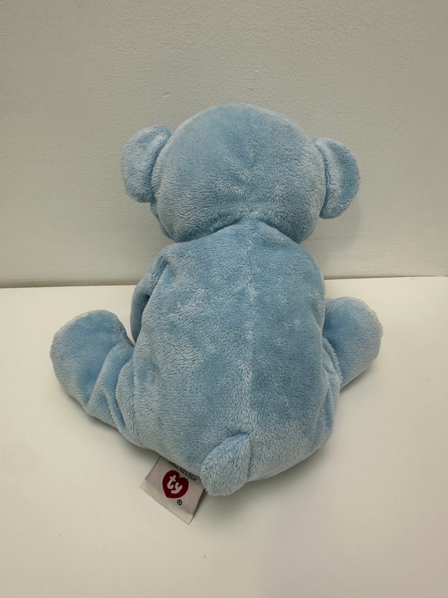 Ty Pluffies Collection “Baby Woods Blue” the Blue Teddy Bear - No Hang Tag *Extremely Rare* (8 inch)