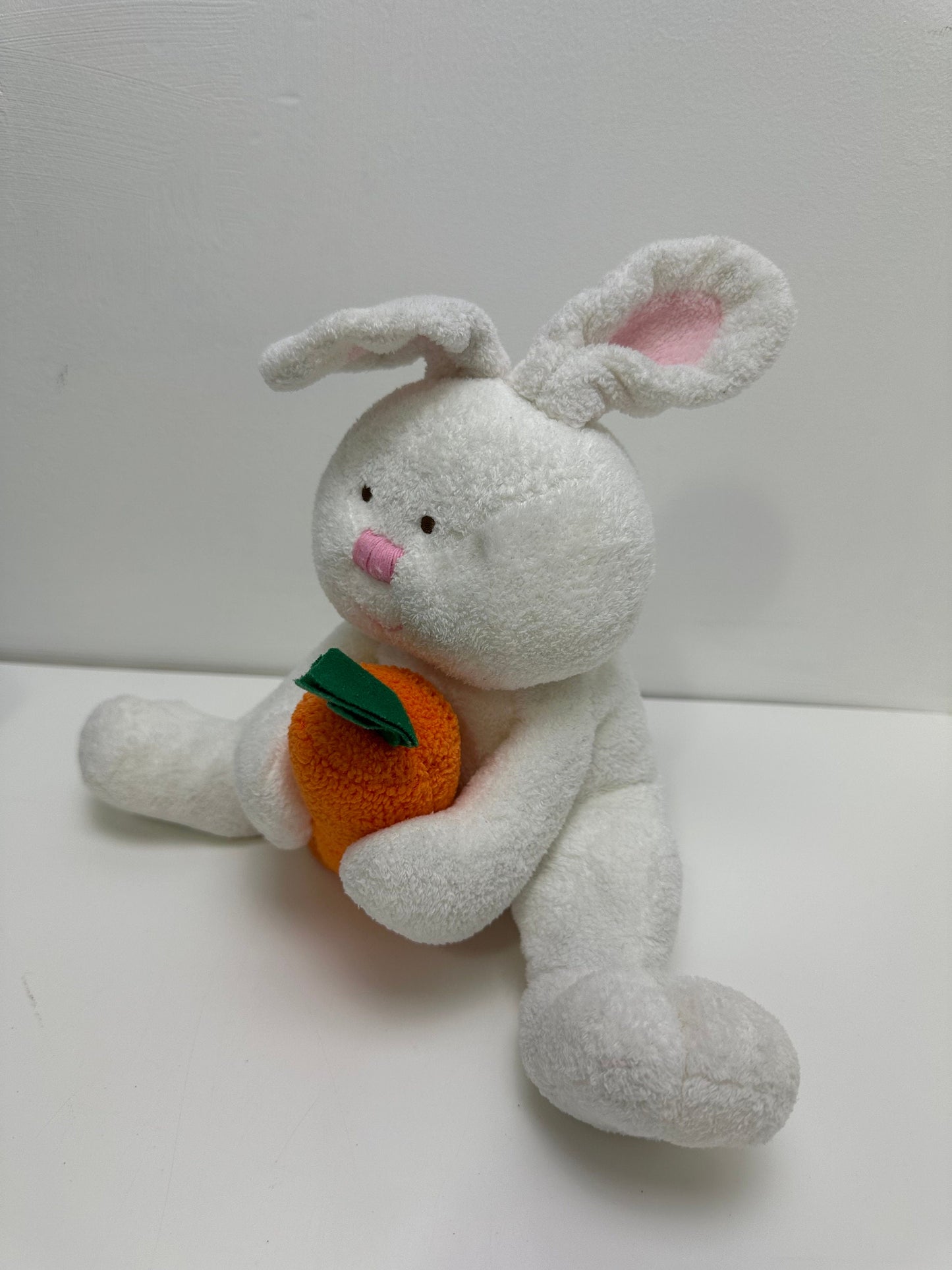 Ty Pluffies Collection “Snackers” the Bunny Holding Carrot - No Hang Tag (12 inch)