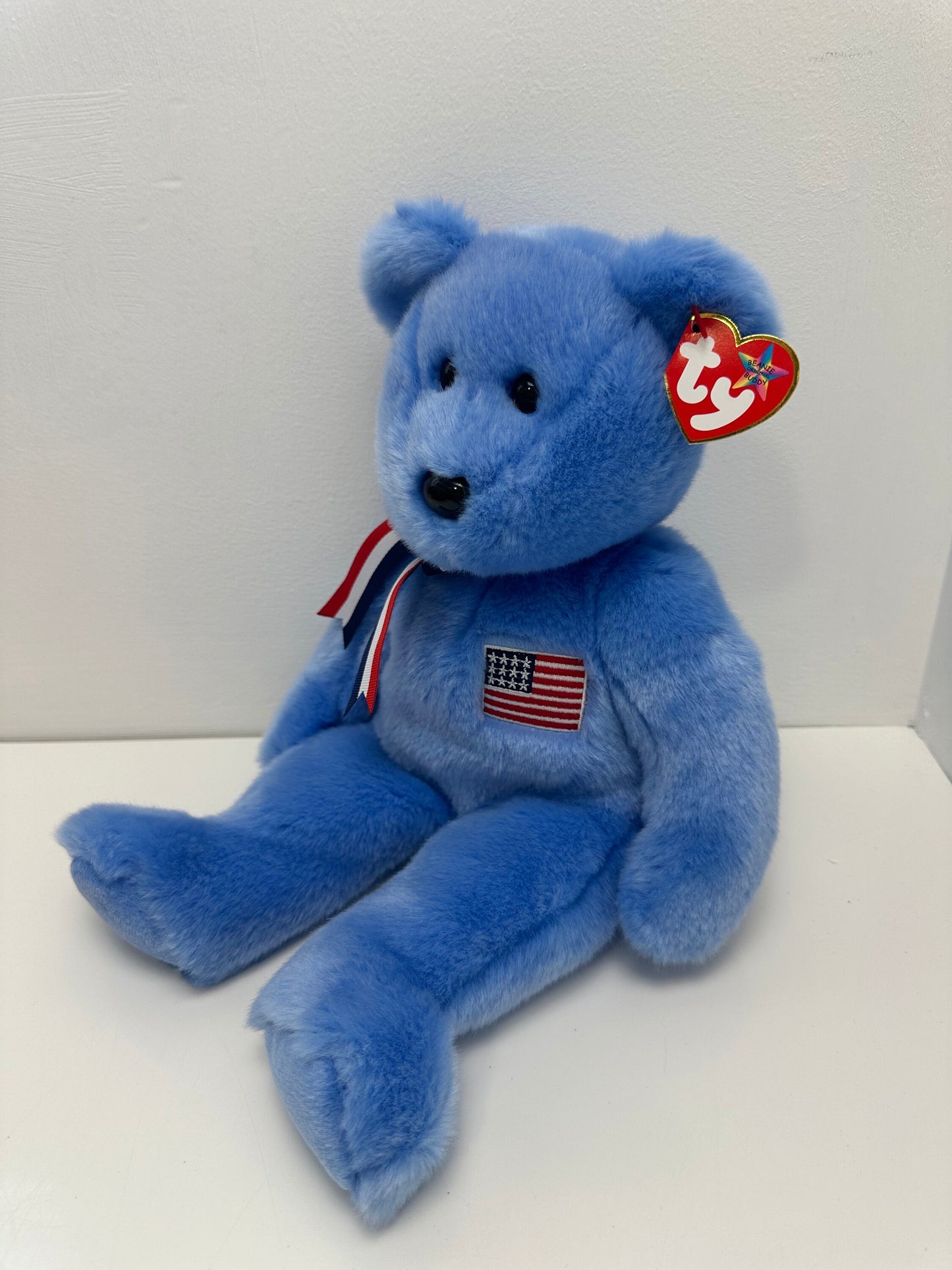 Ty Beanie Buddy “America” Blue Patriotic Bear (14 inch)