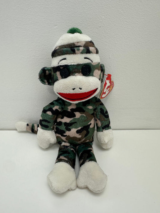 Ty Beanie Baby “Sock Monkey” the Army Sock Monkey - Non Mint Tag! (8.5 inch)