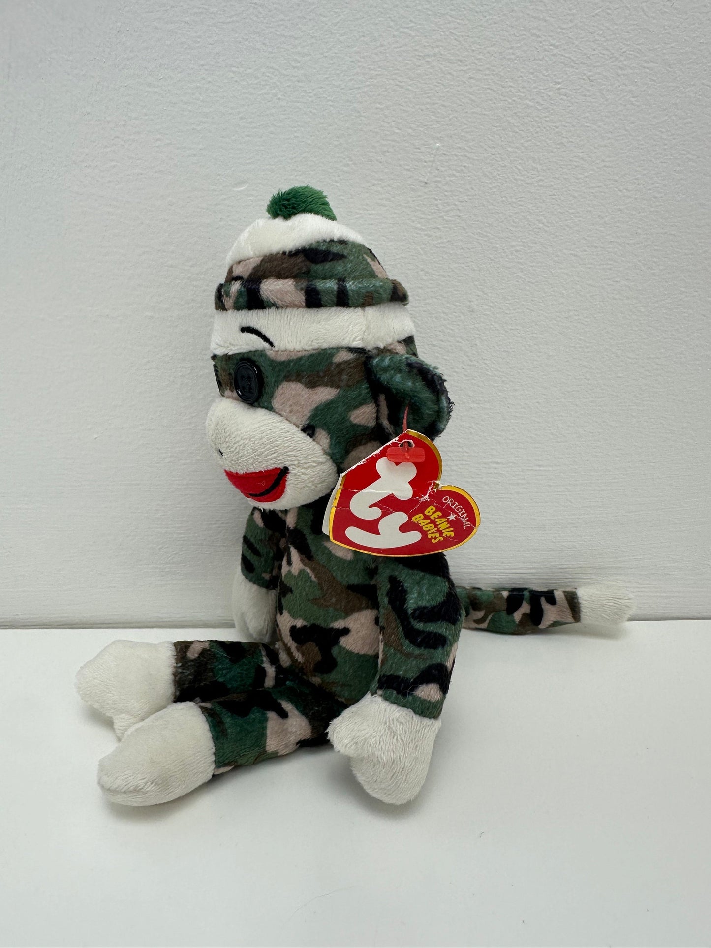 Ty Beanie Baby “Sock Monkey” the Army Sock Monkey - Non Mint Tag! (8.5 inch)