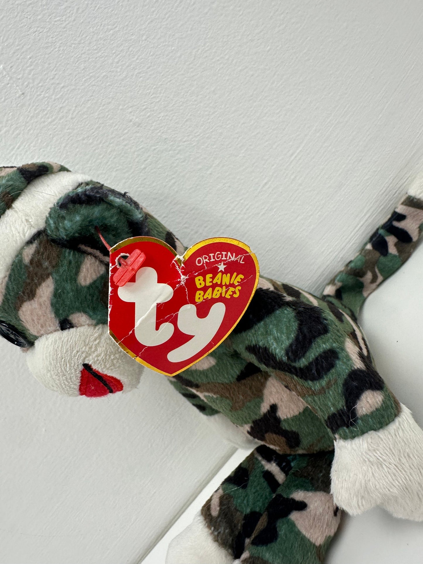 Ty Beanie Baby “Sock Monkey” the Army Sock Monkey - Non Mint Tag! (8.5 inch)