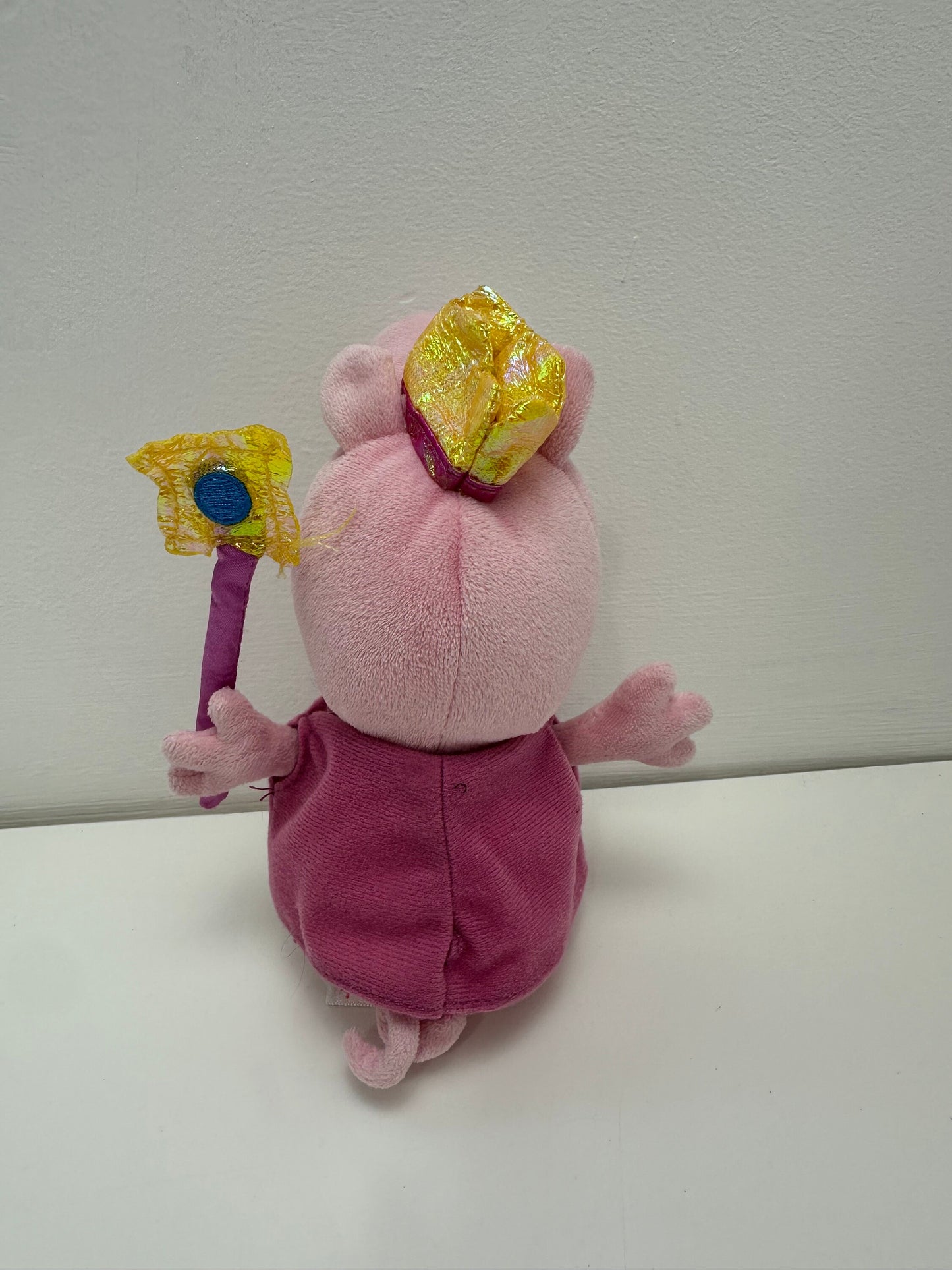 Ty Beanie Baby “Princess Peppa” wearing a crown and holding a wand - From the Children’s TV Show Peppa Pig - No Hang Tag (7 inch)