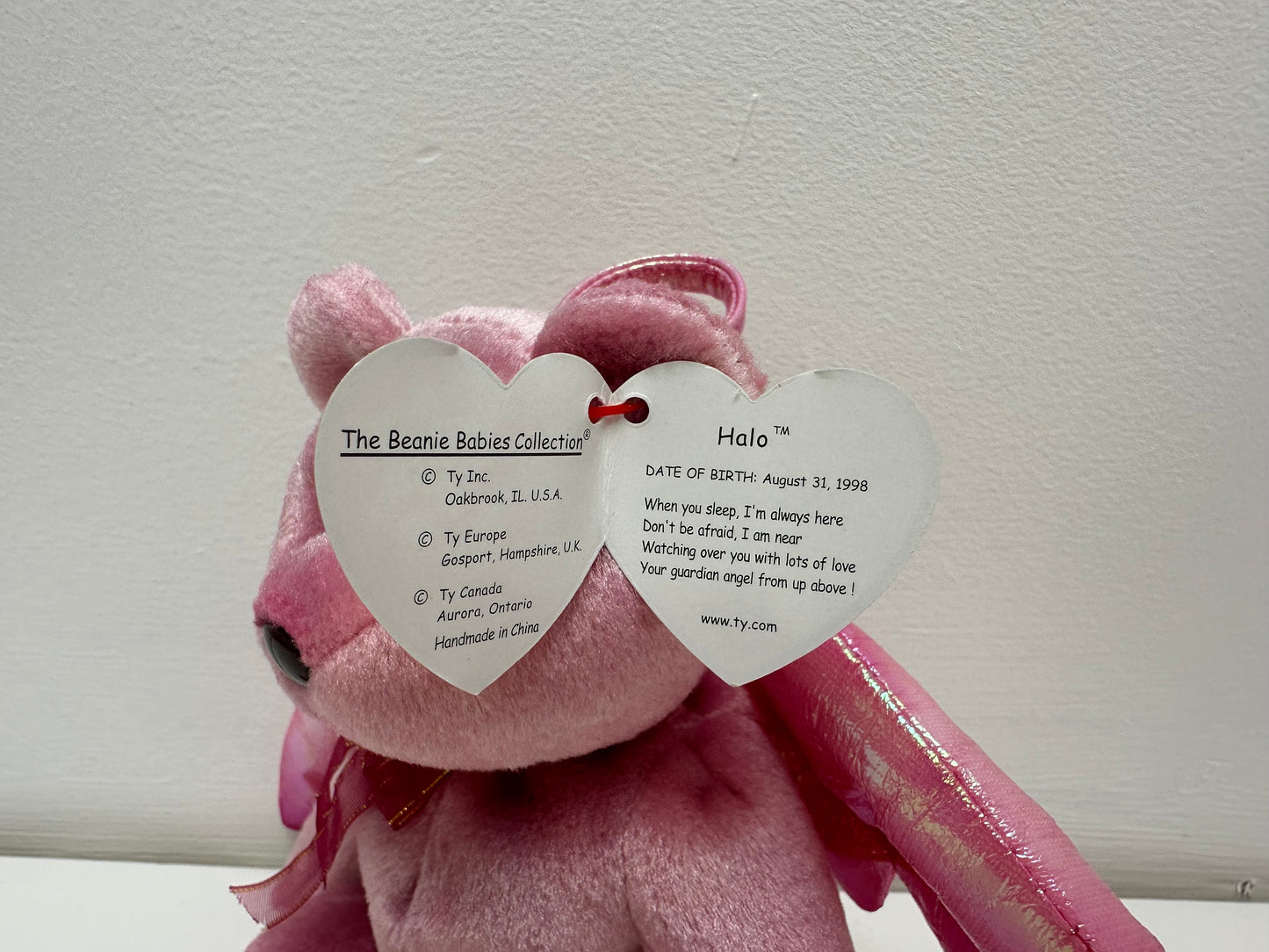 Ty Beanie Baby “Halo” the Angel Bear - Hand Dyed PINK! (8.5 inch)