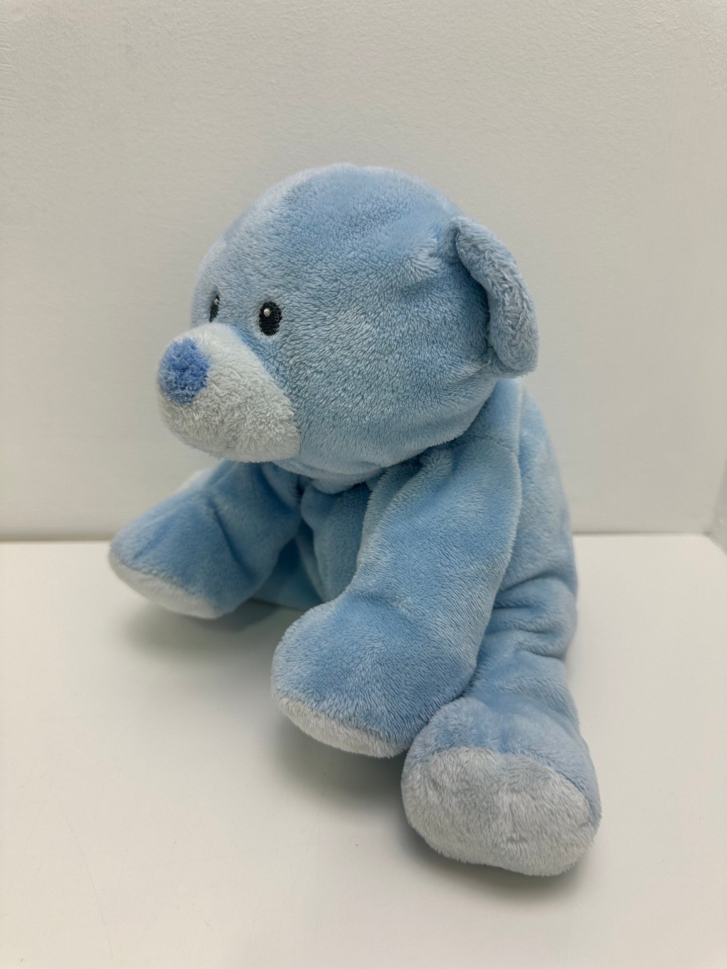 Ty Pluffies Collection “Baby Woods Blue” the Blue Teddy Bear - No Hang Tag *Extremely Rare* (8 inch)