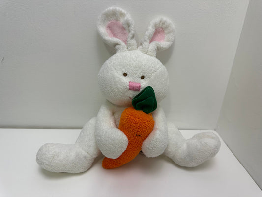 Ty Pluffies Collection “Snackers” the Bunny Holding Carrot - No Hang Tag (12 inch)