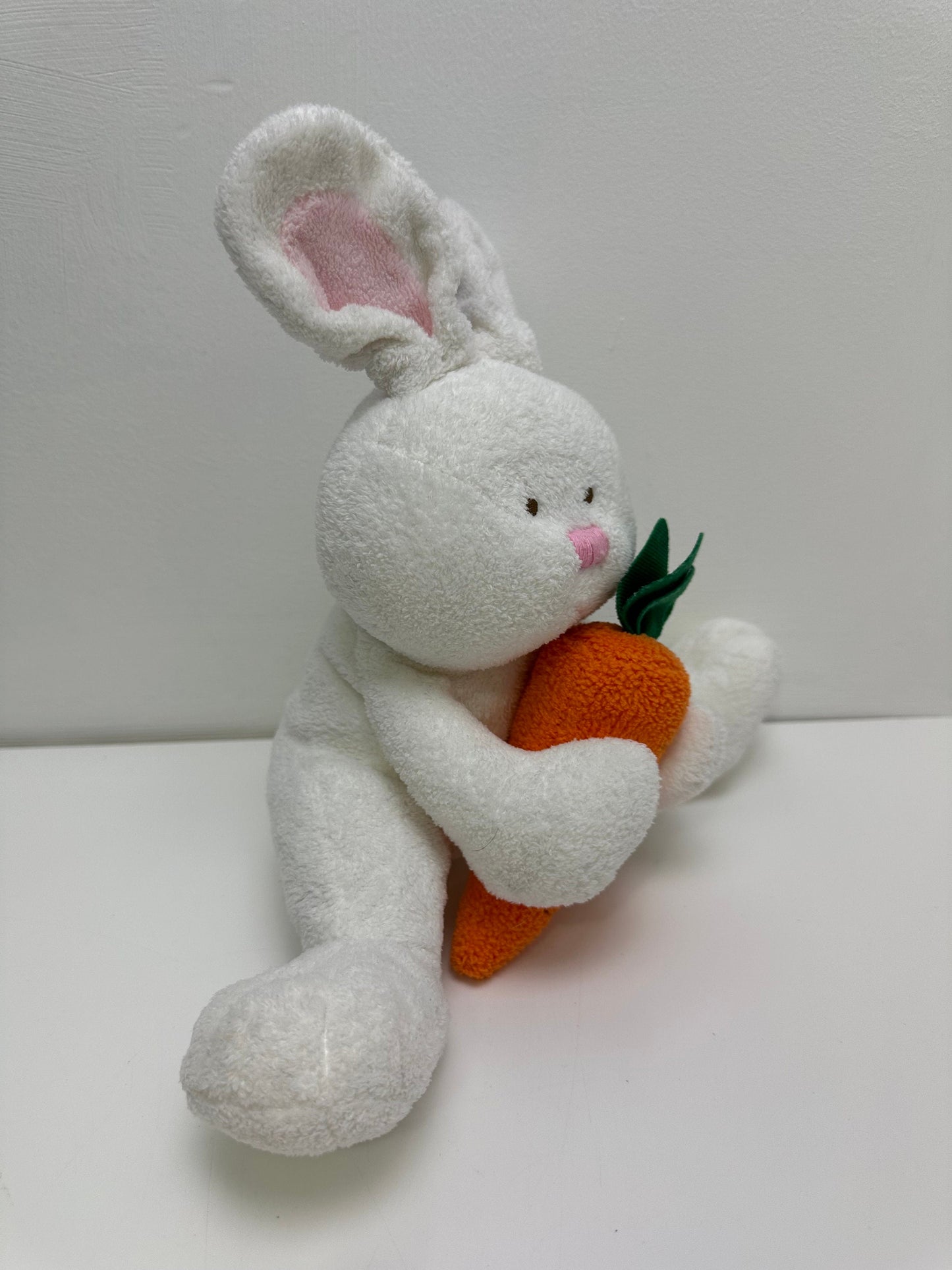 Ty Pluffies Collection “Snackers” the Bunny Holding Carrot - No Hang Tag (12 inch)