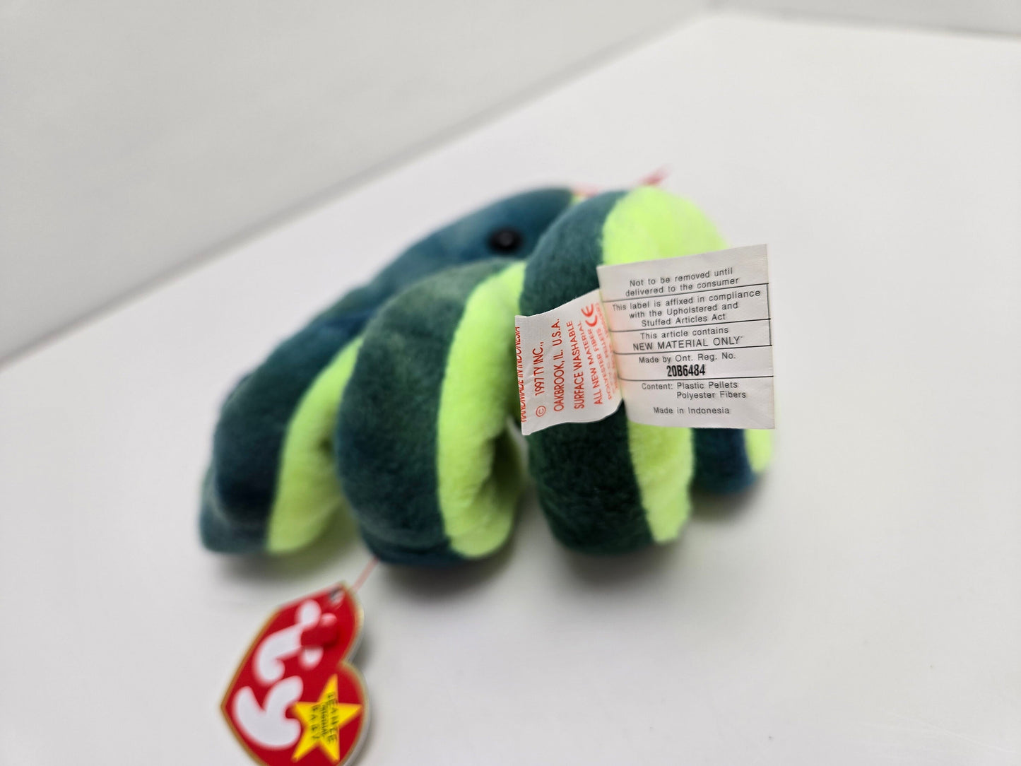 Ty Beanie Baby “Hissy” the Snake Handmade in Indonesia with Canadian Tush Tag! (9 inch)