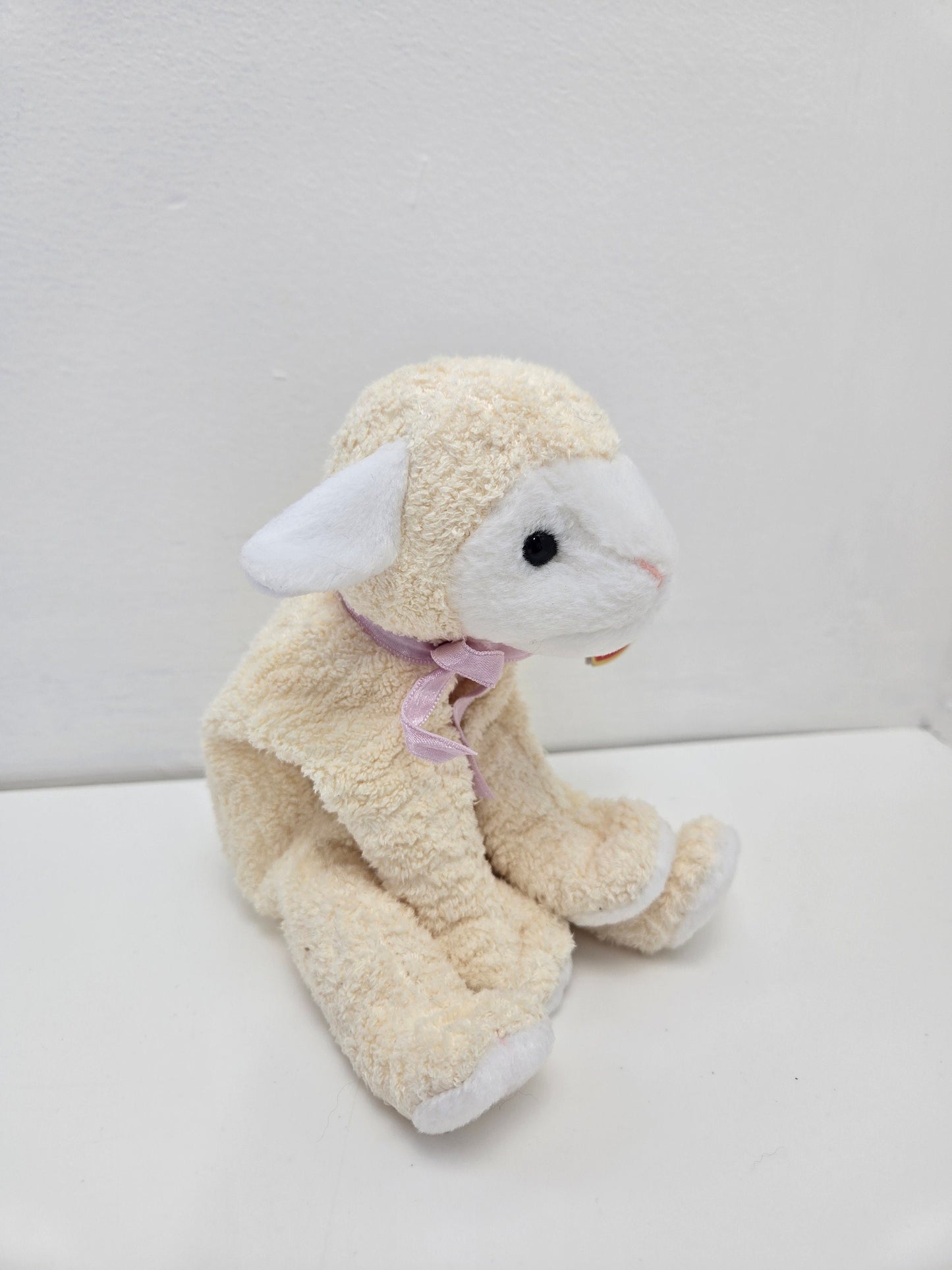 Ty Beanie Baby Lamb Fleecie with Purple Bow (6 inch)