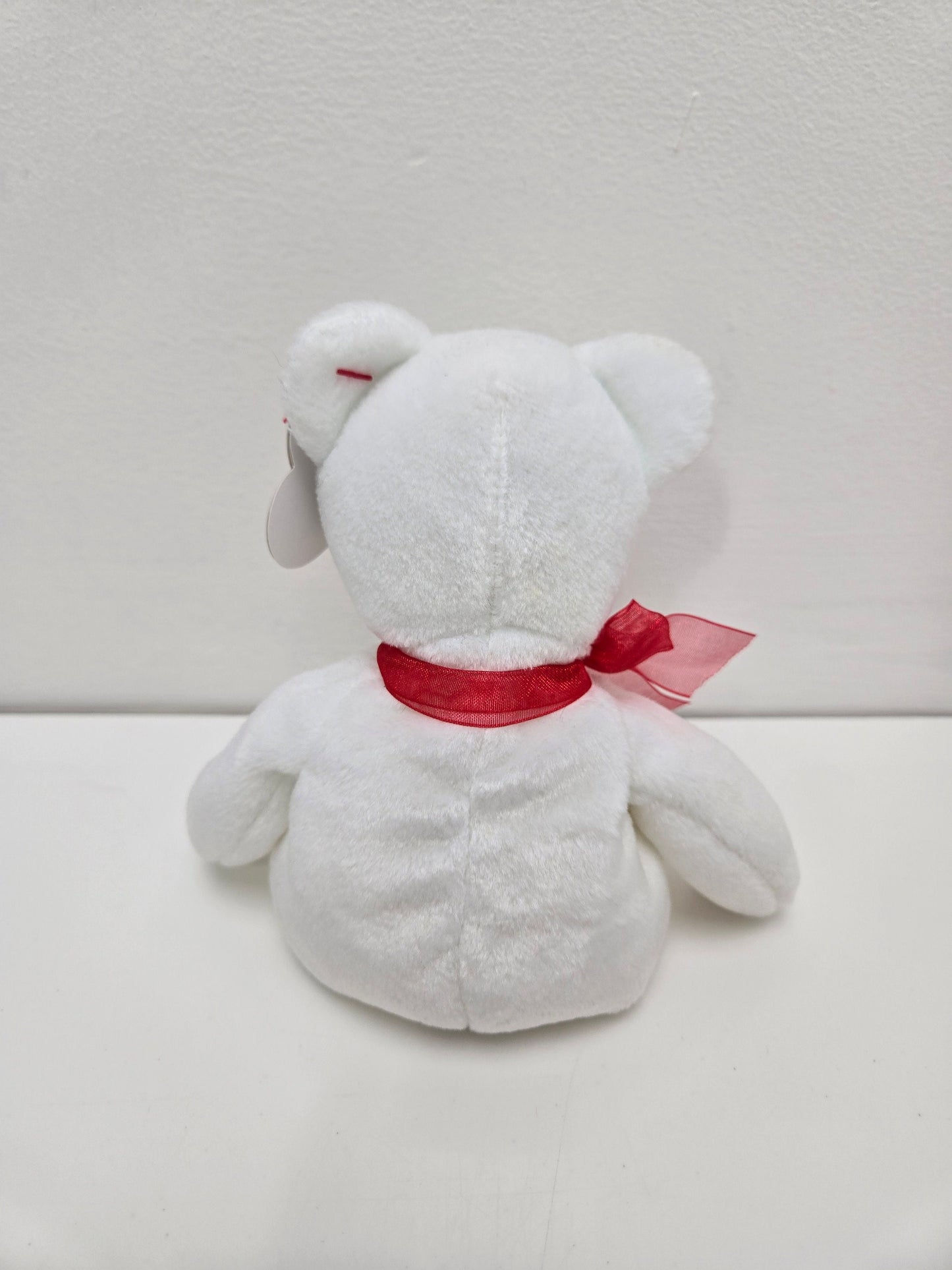 Ty Beanie Baby “Casanova” the White Bear with Heart on Chest (8.5 inch)