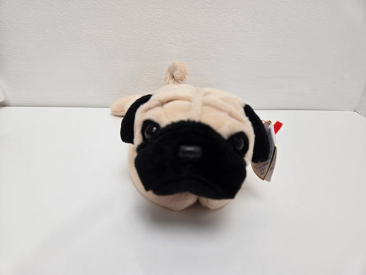 Ty Beanie Baby “Pugsly” the Pug Handmade in Indonesia with Canadian Tush Tag! (9 inch)