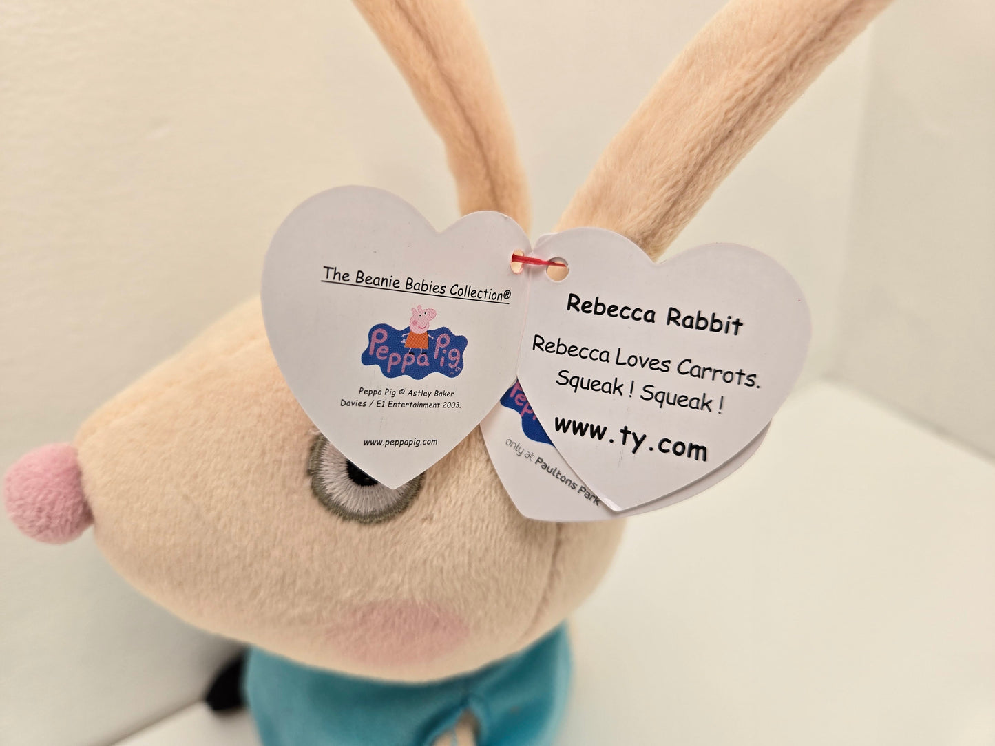 Ty Beanie Baby “Rebecca Rabbit” from Children’s TV Show Peppa Pig UK Exclusive (7 inch) Vintage 1990s 2000s Beanies