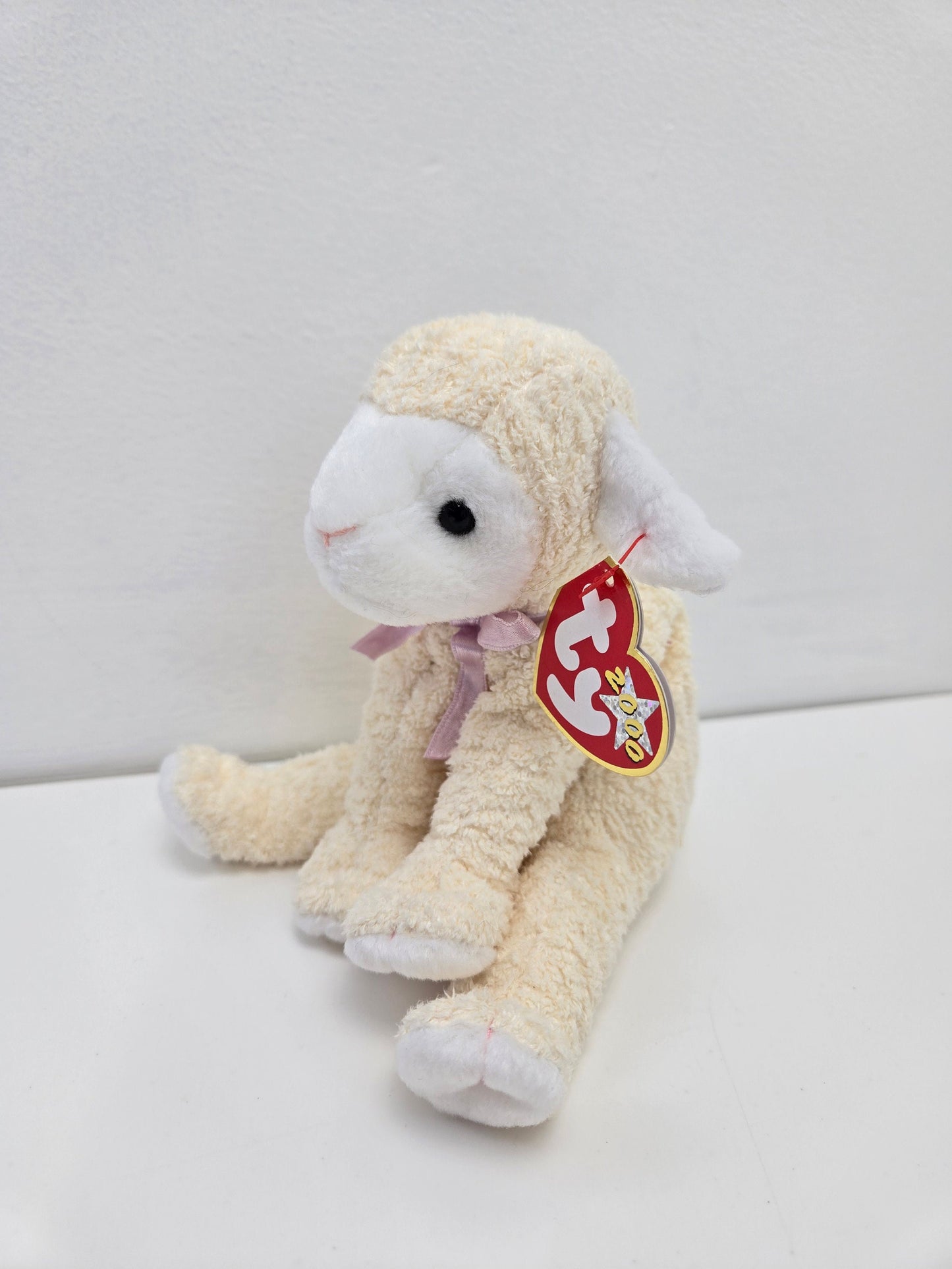 Ty Beanie Baby Lamb Fleecie with Purple Bow (6 inch)