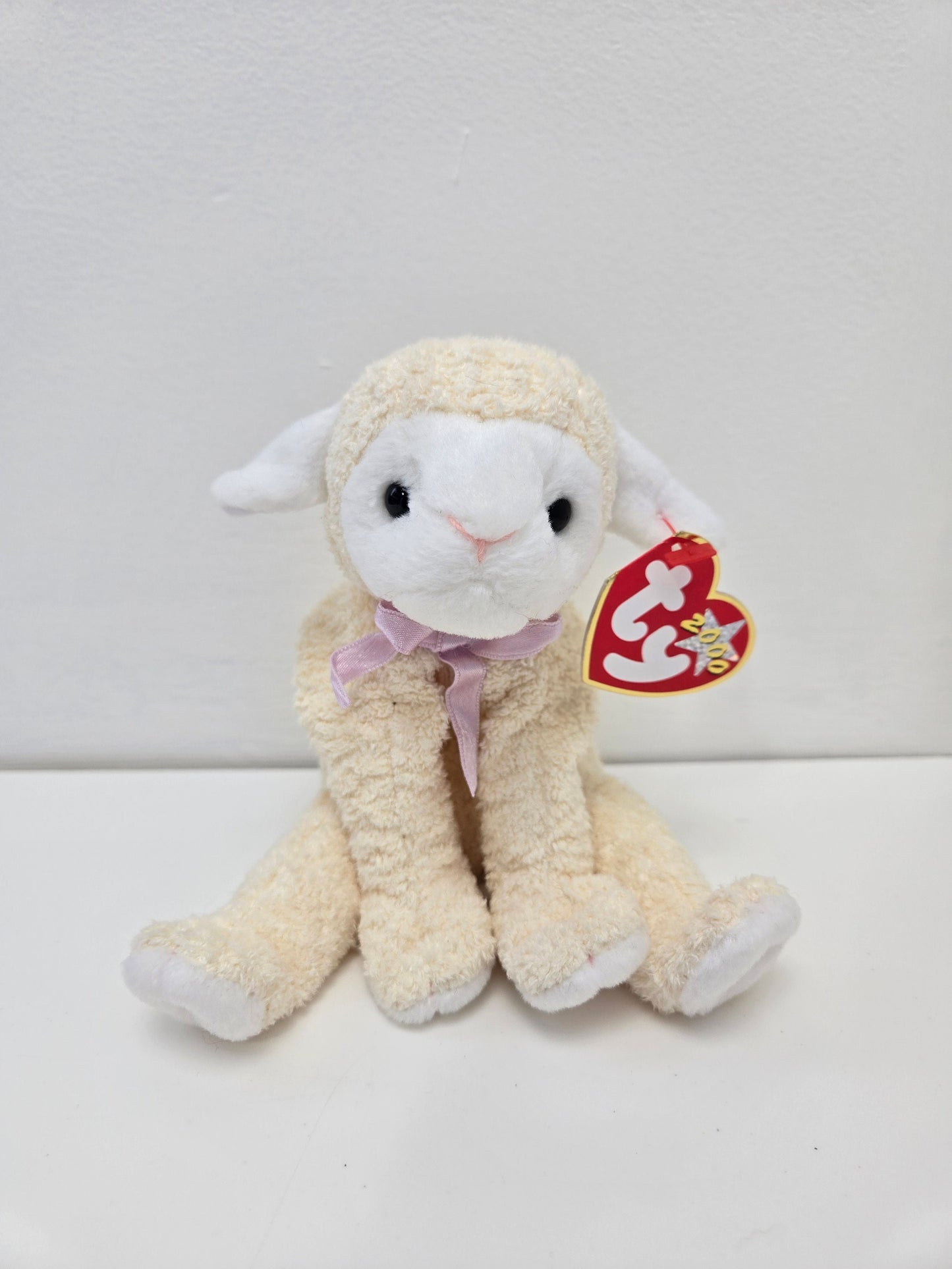 Ty Beanie Baby Lamb Fleecie with Purple Bow (6 inch)