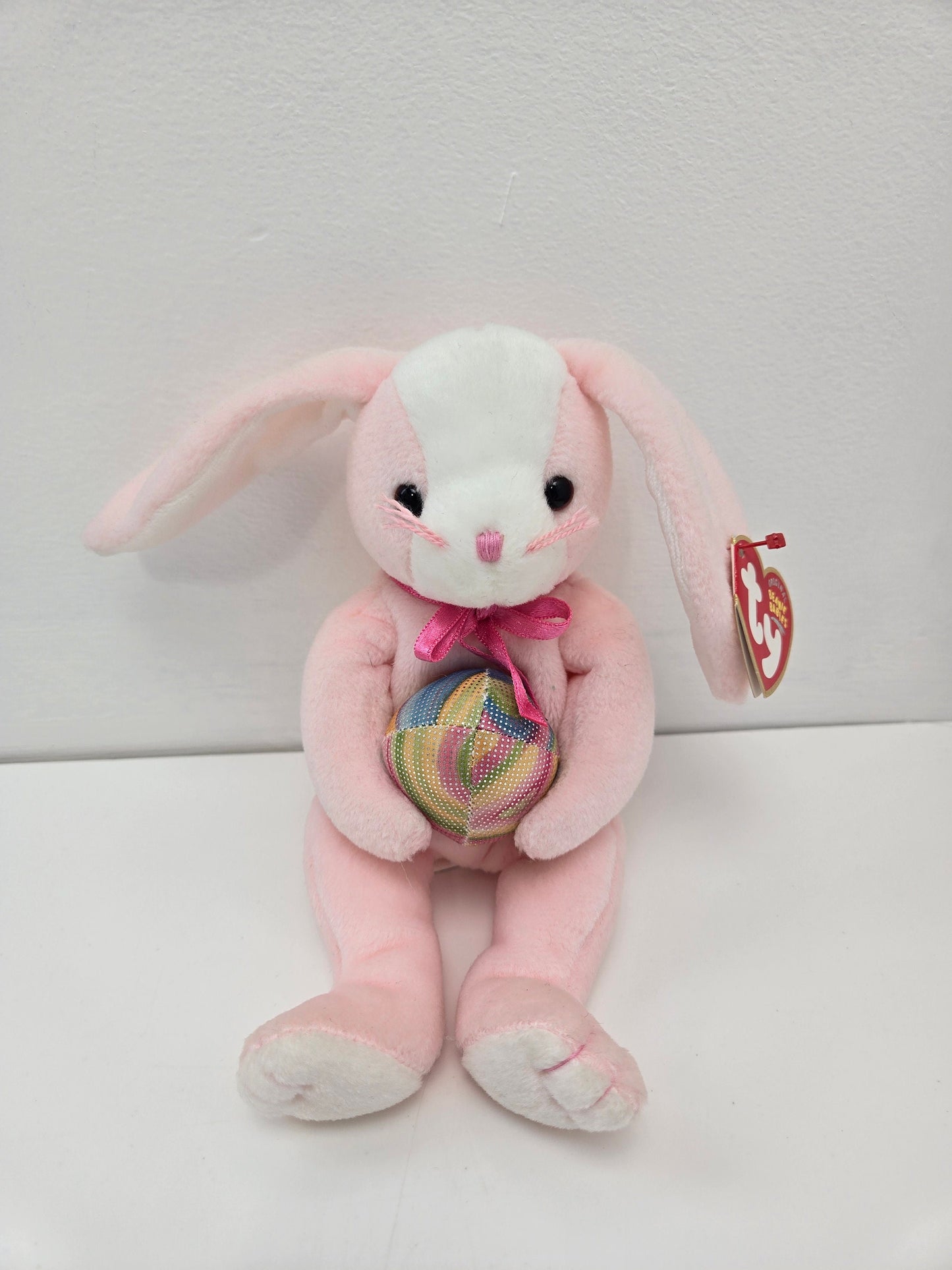 Ty Beanie Baby “Eggerton” the Pink Bunny Holding an Easter Egg! (8.5 inch)