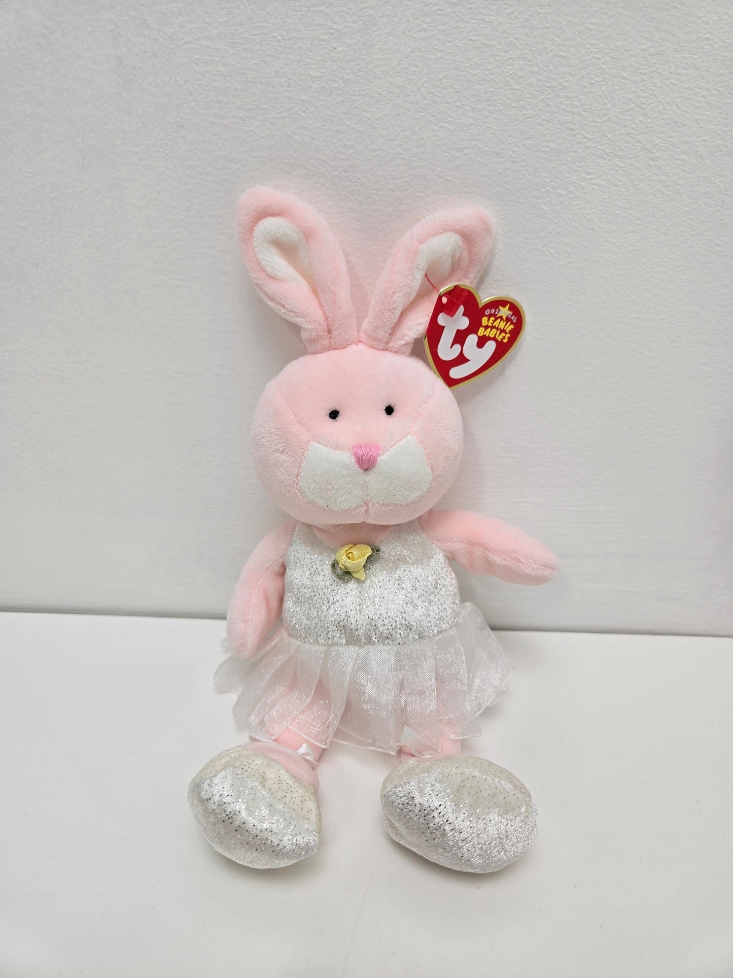 Ty Beanie Baby “Pique” the Ballerina Bunny Rabbit wearing white ballet outfit with tutu (8.5 inch)