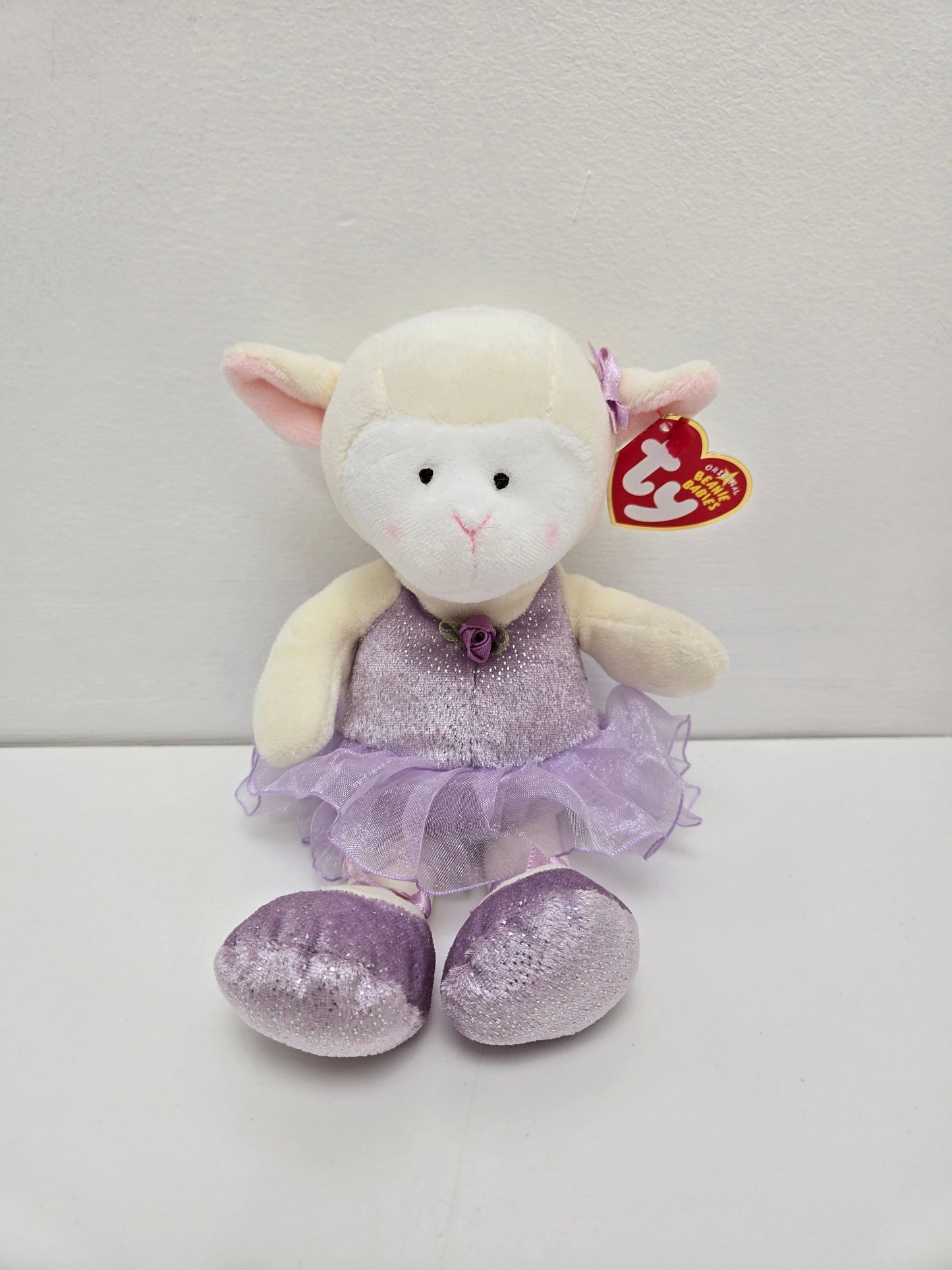 Ty Beanie Baby “Arabesque” the Ballerina Lamb wearing purple ballet outfit and tutu (8.5 inch)