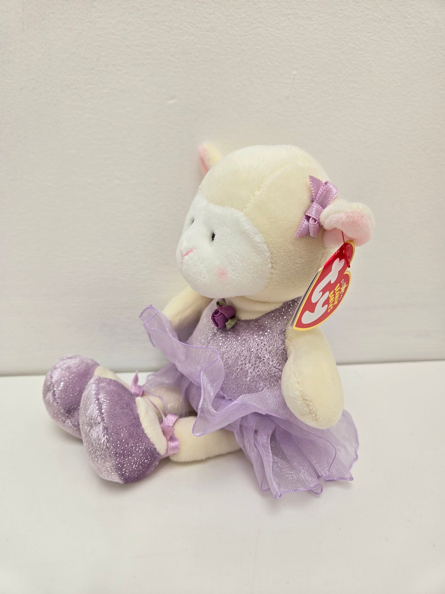 Ty Beanie Baby “Arabesque” the Ballerina Lamb wearing purple ballet outfit and tutu (8.5 inch)