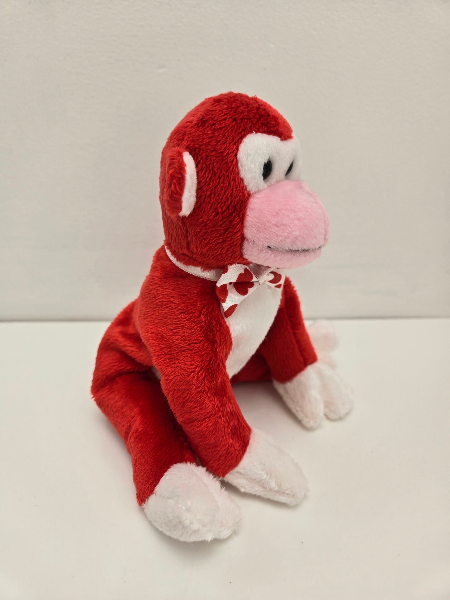 Ty Beanie Baby “Valentine” the Red and White Monkey Wearing Bow Tie (6 inch)